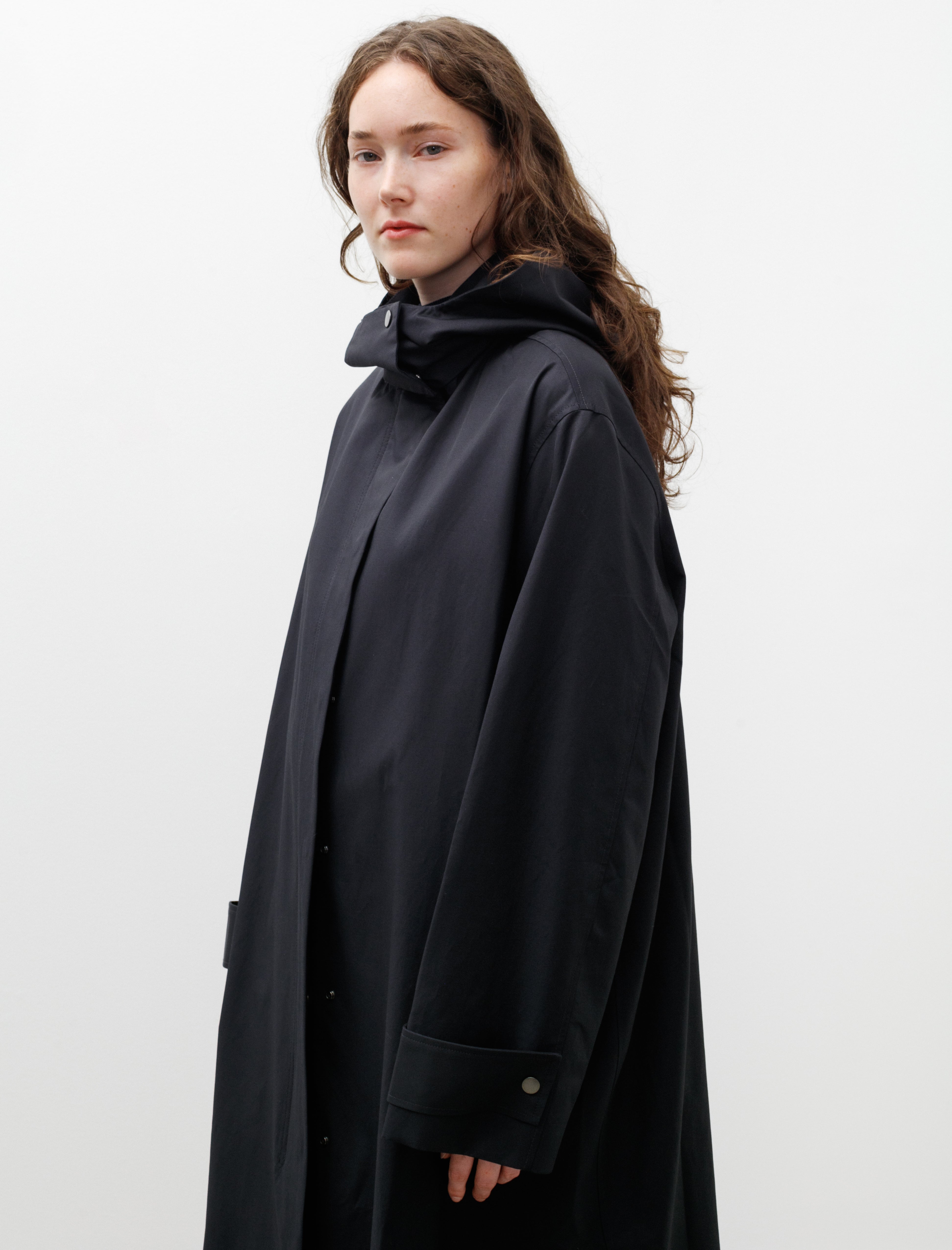 Studio Nicholson Tana Showerproof Coated Cotton Coat Darkest Navy