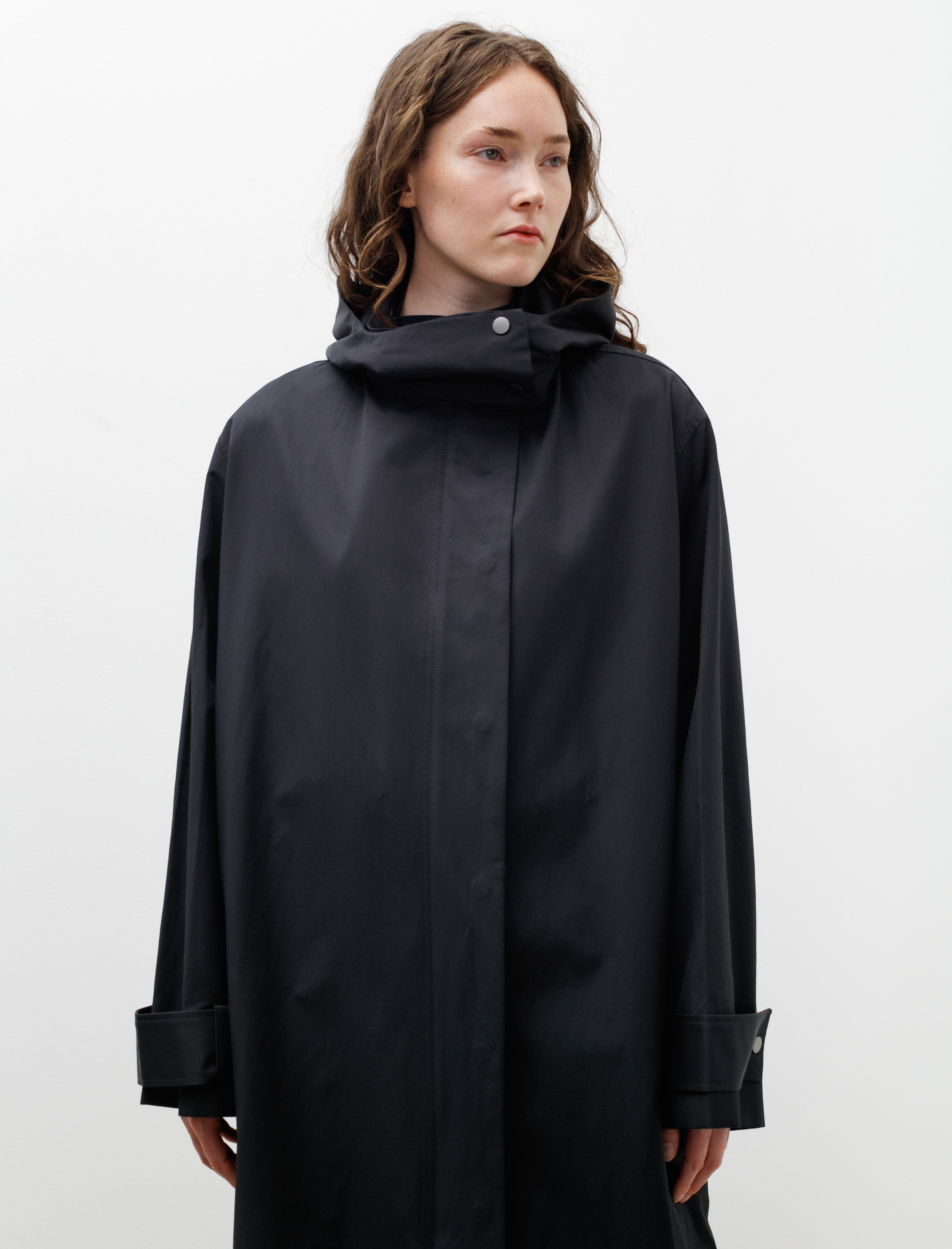 Studio Nicholson Tana Showerproof Coated Cotton Coat Darkest Navy