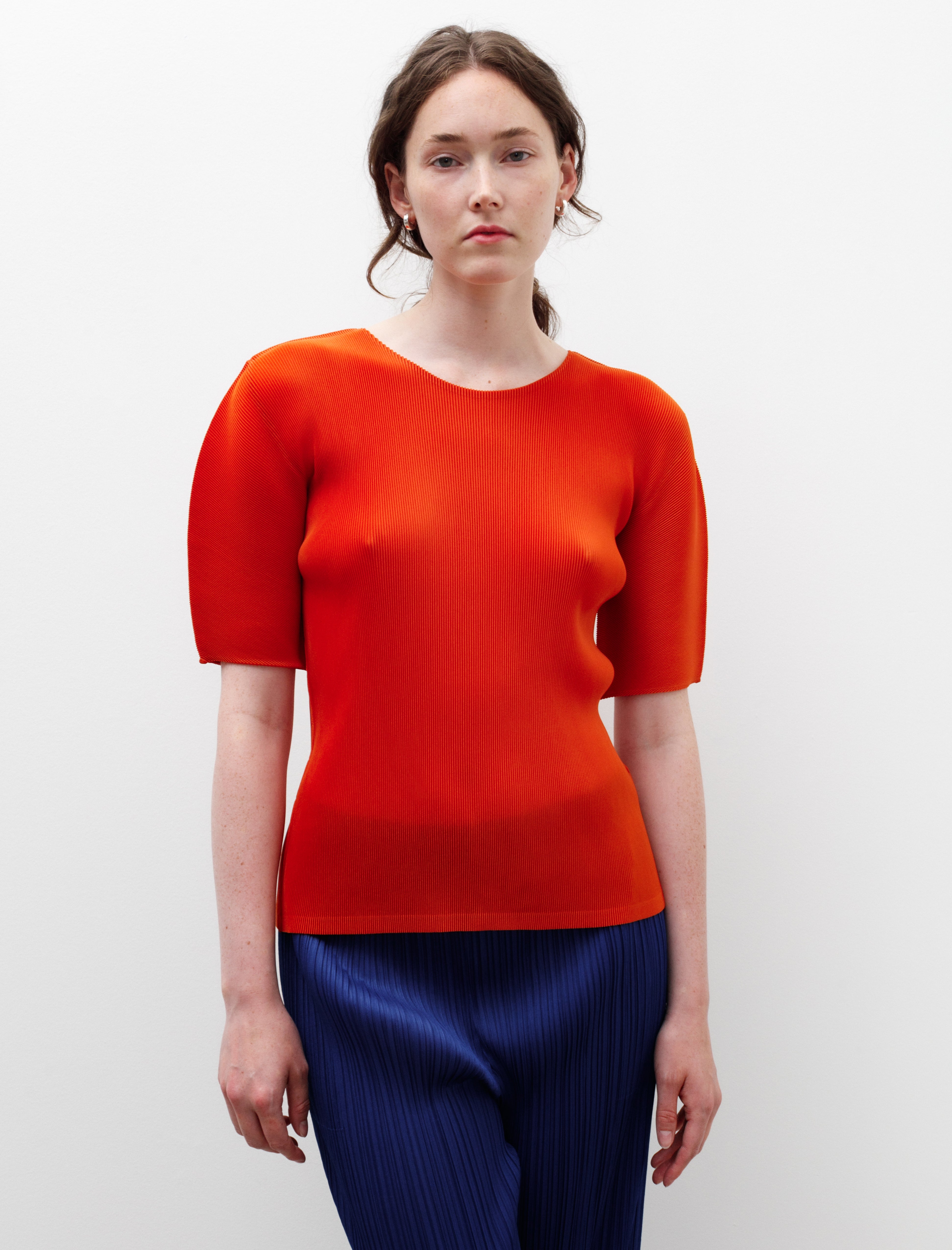 Pleats Please by Issey Miyake Mist Round Neck Dark Orange