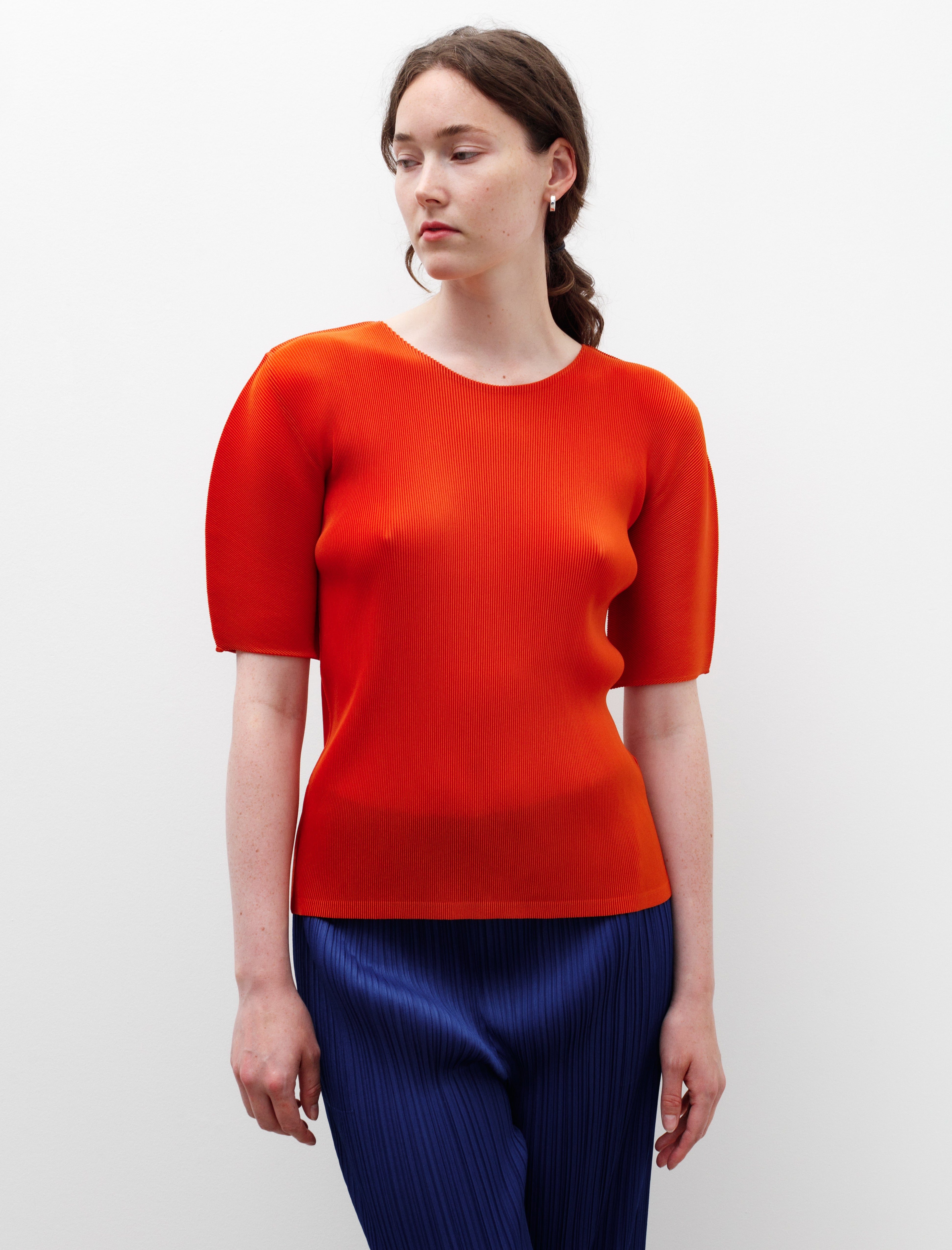 Pleats Please by Issey Miyake Mist Round Neck Dark Orange