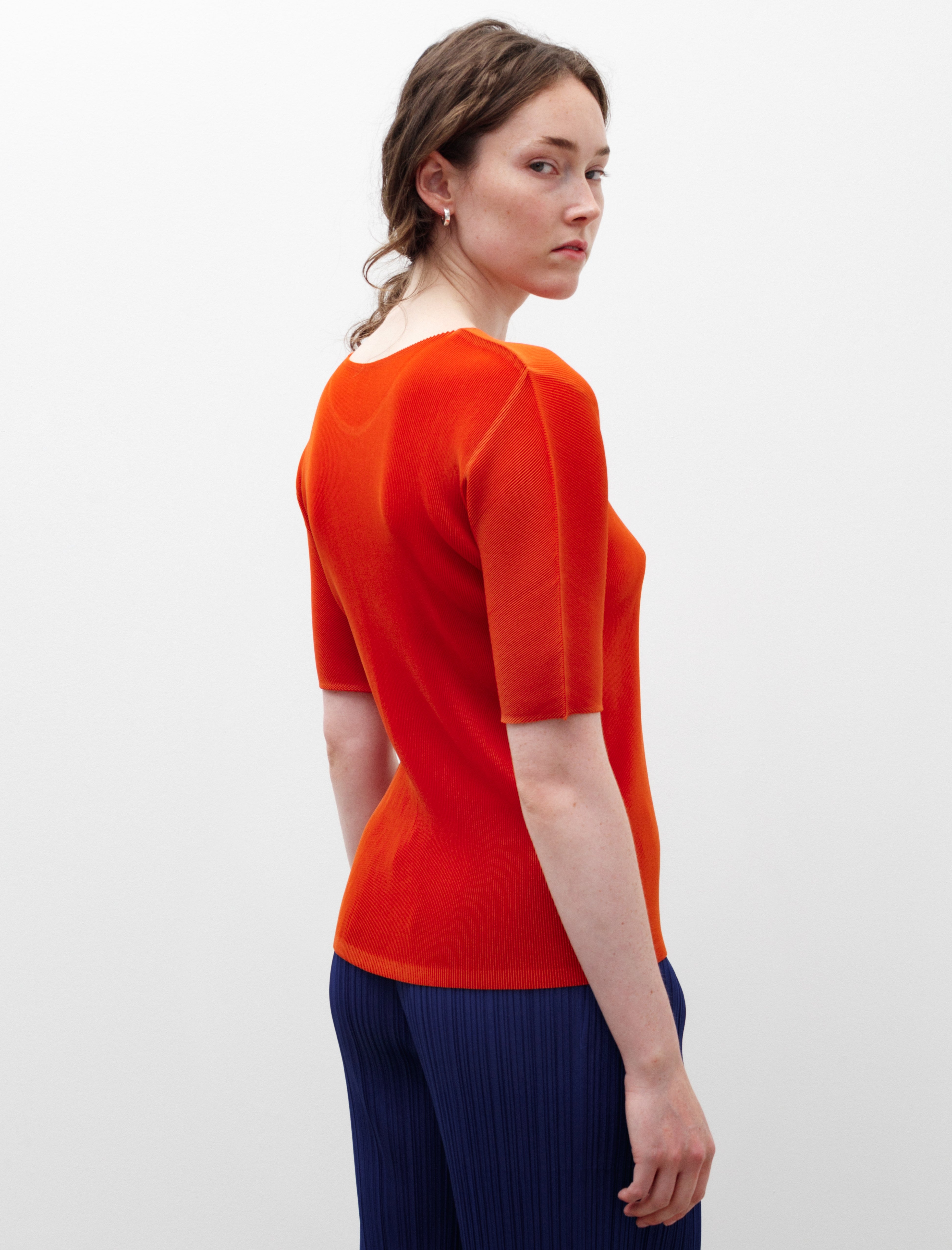 Pleats Please by Issey Miyake Mist Round Neck Dark Orange