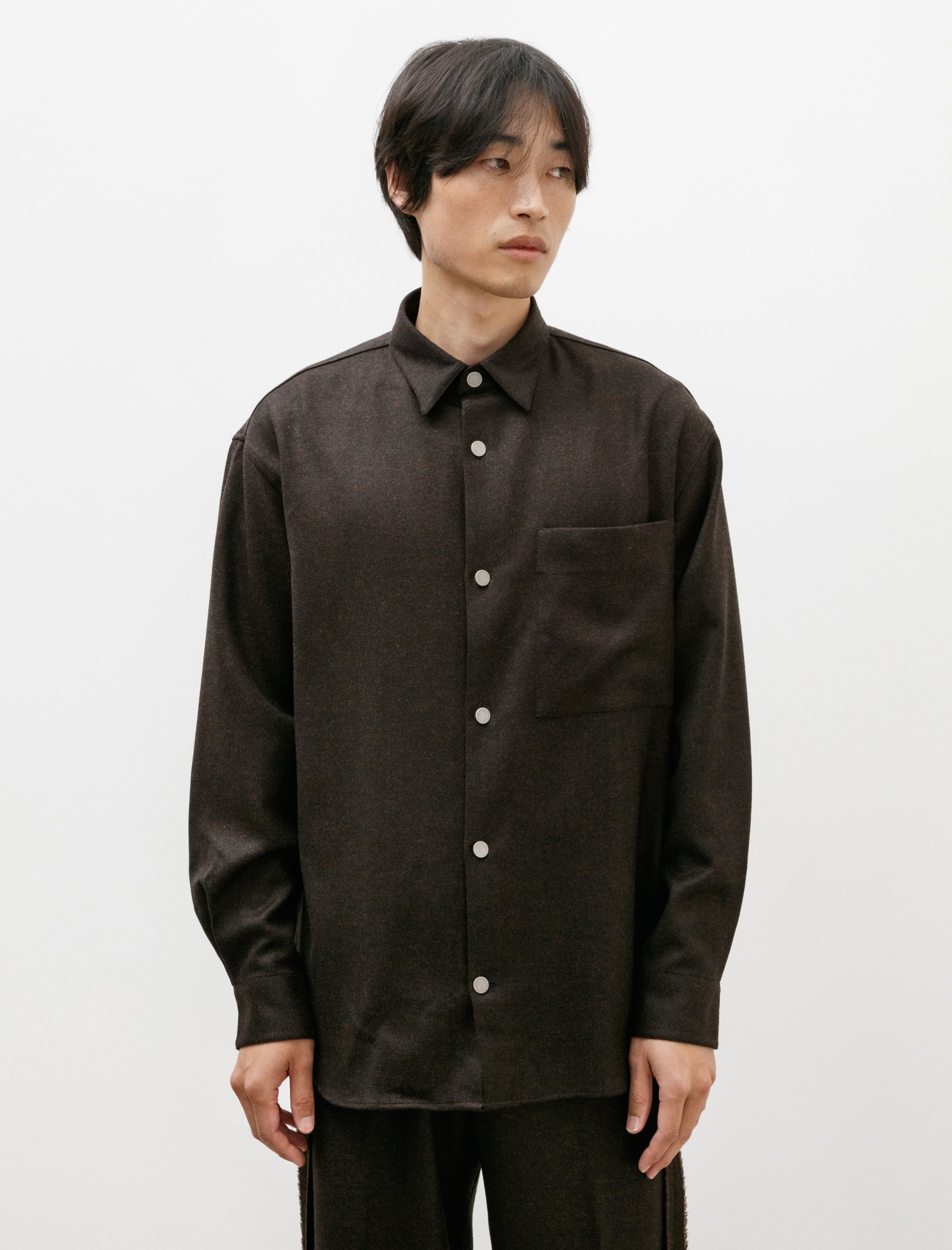 Seya Eternal Shirt Fine Grained Tweed Chestnut