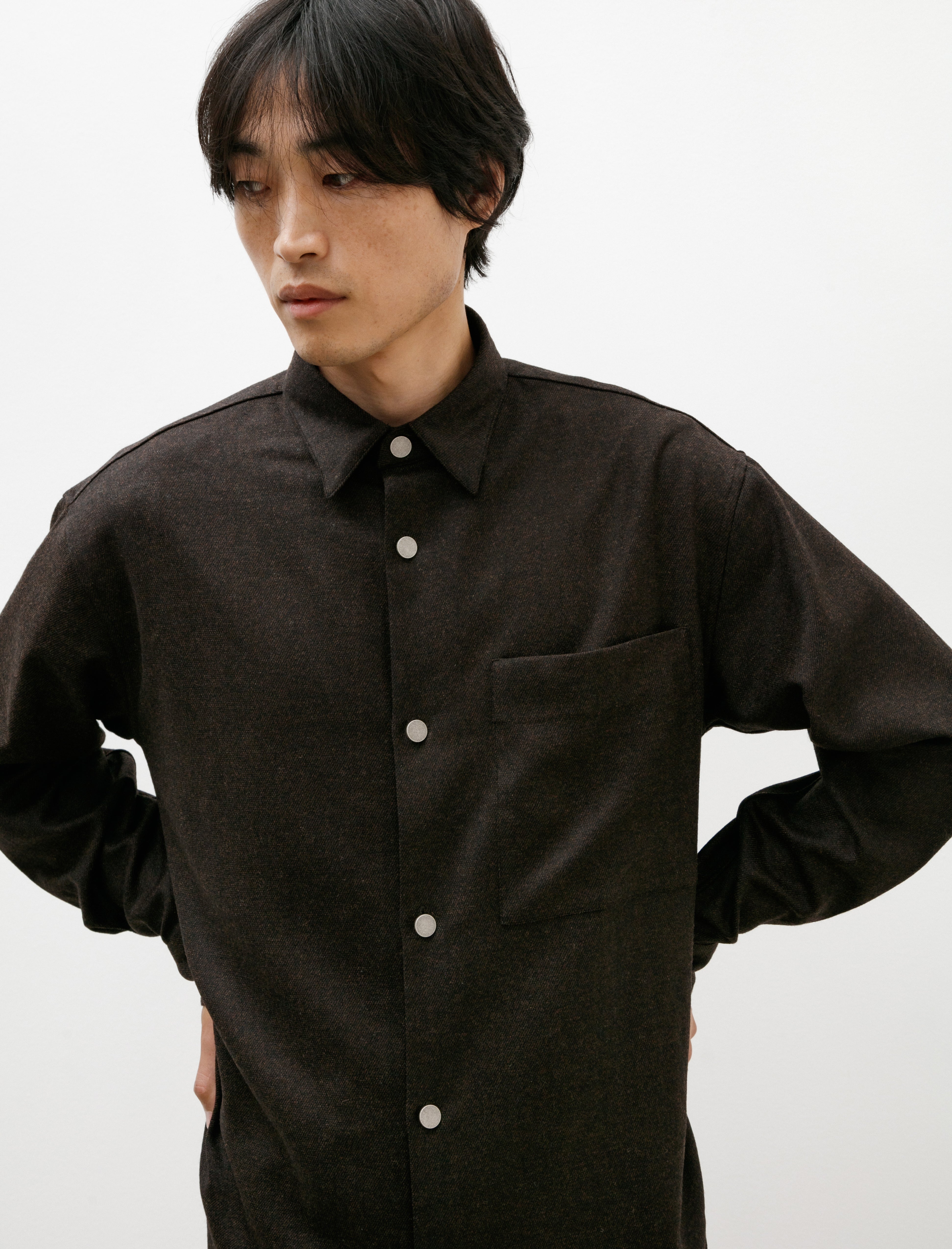 Seya Eternal Shirt Fine Grained Tweed Chestnut