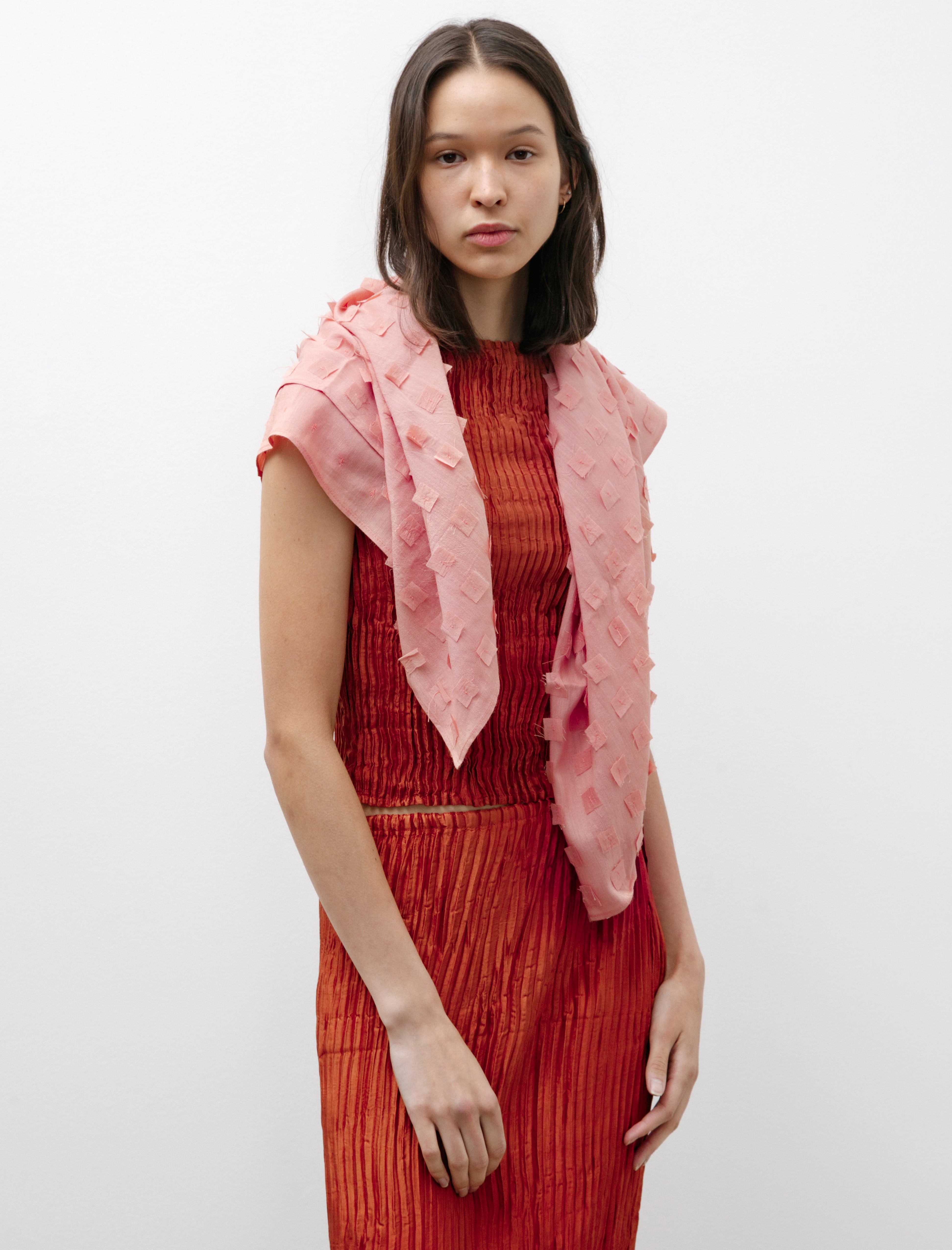 Azur Muga Silk Off-Cuts Scarf Blush