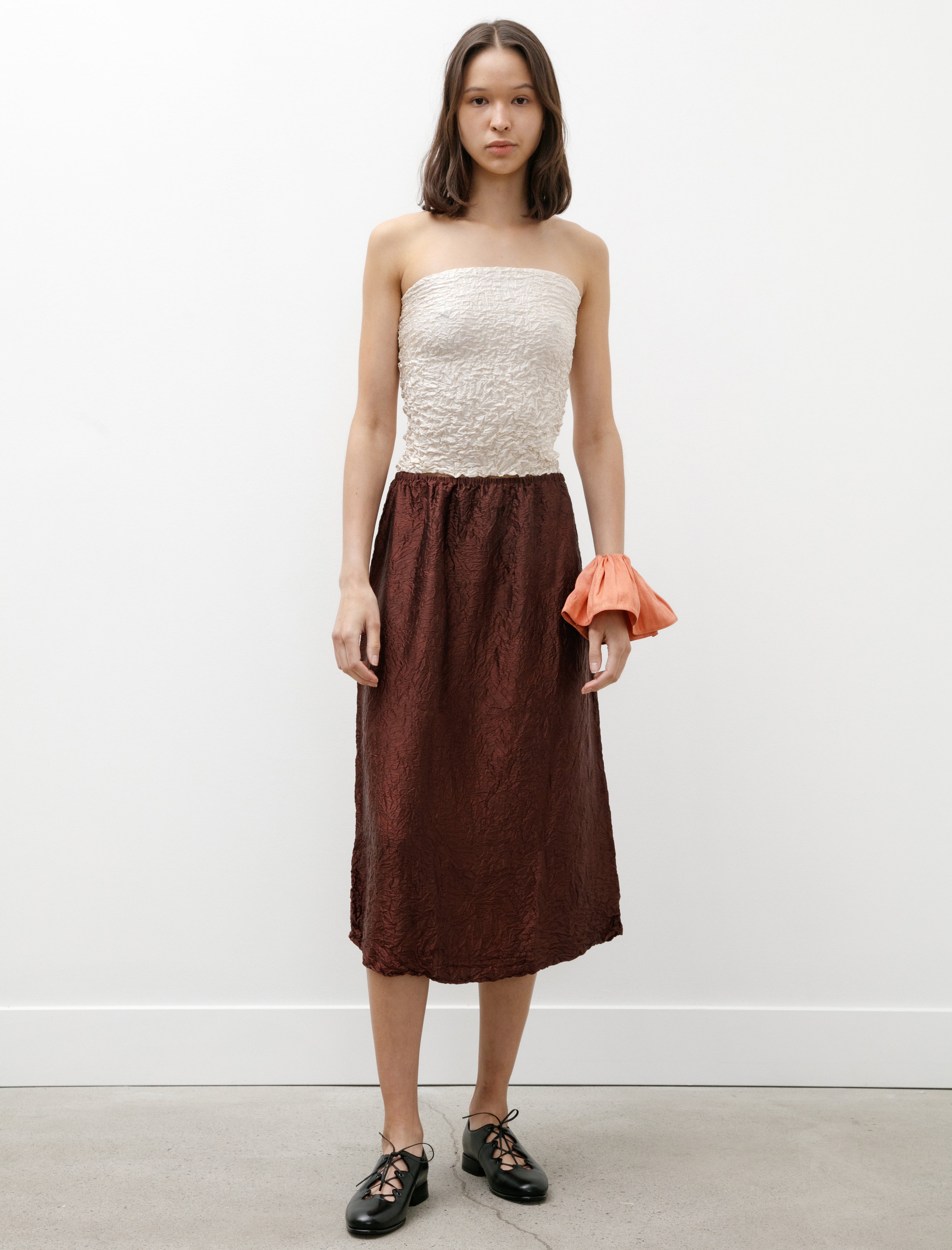 Azur Crumpled Silk Skirt Plum