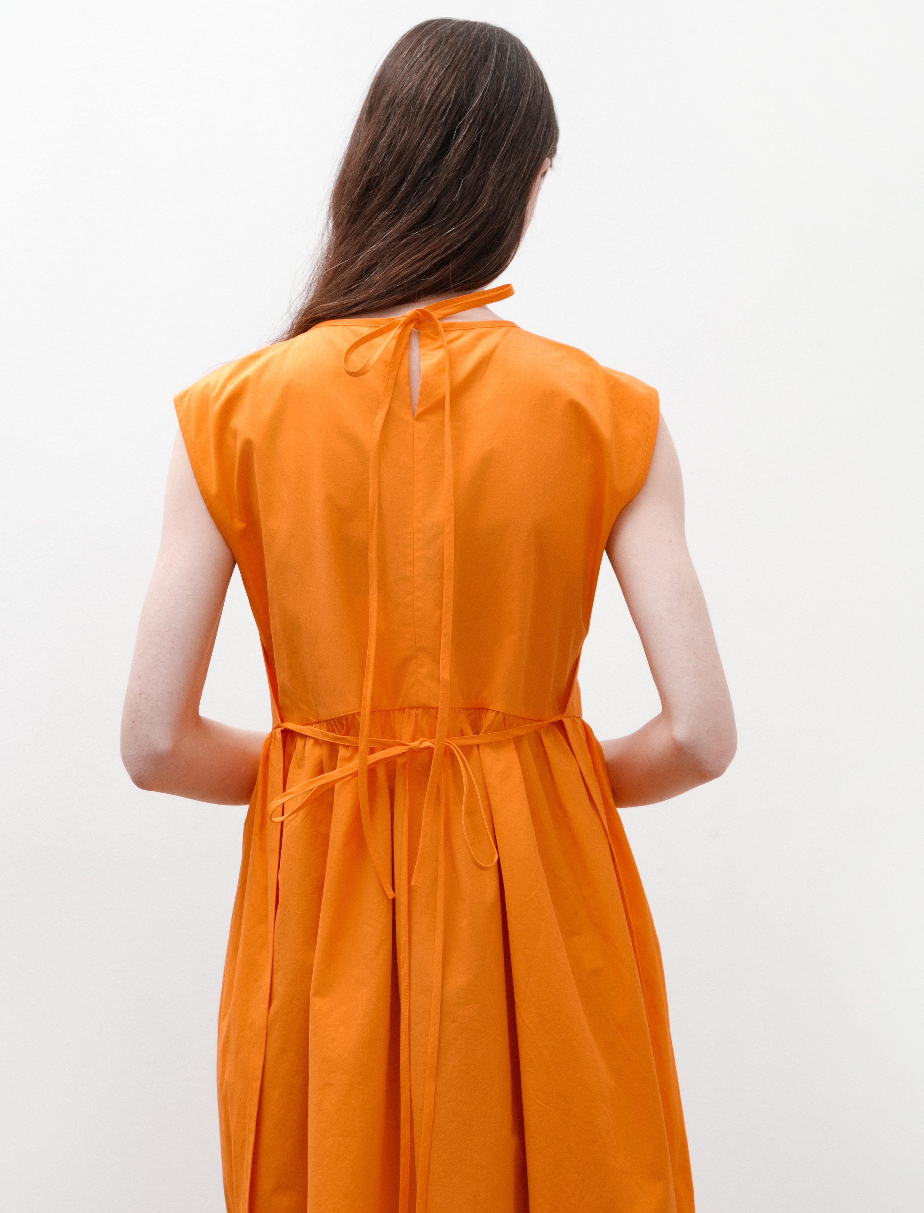 Eleph Strik Dress Orange Cotton