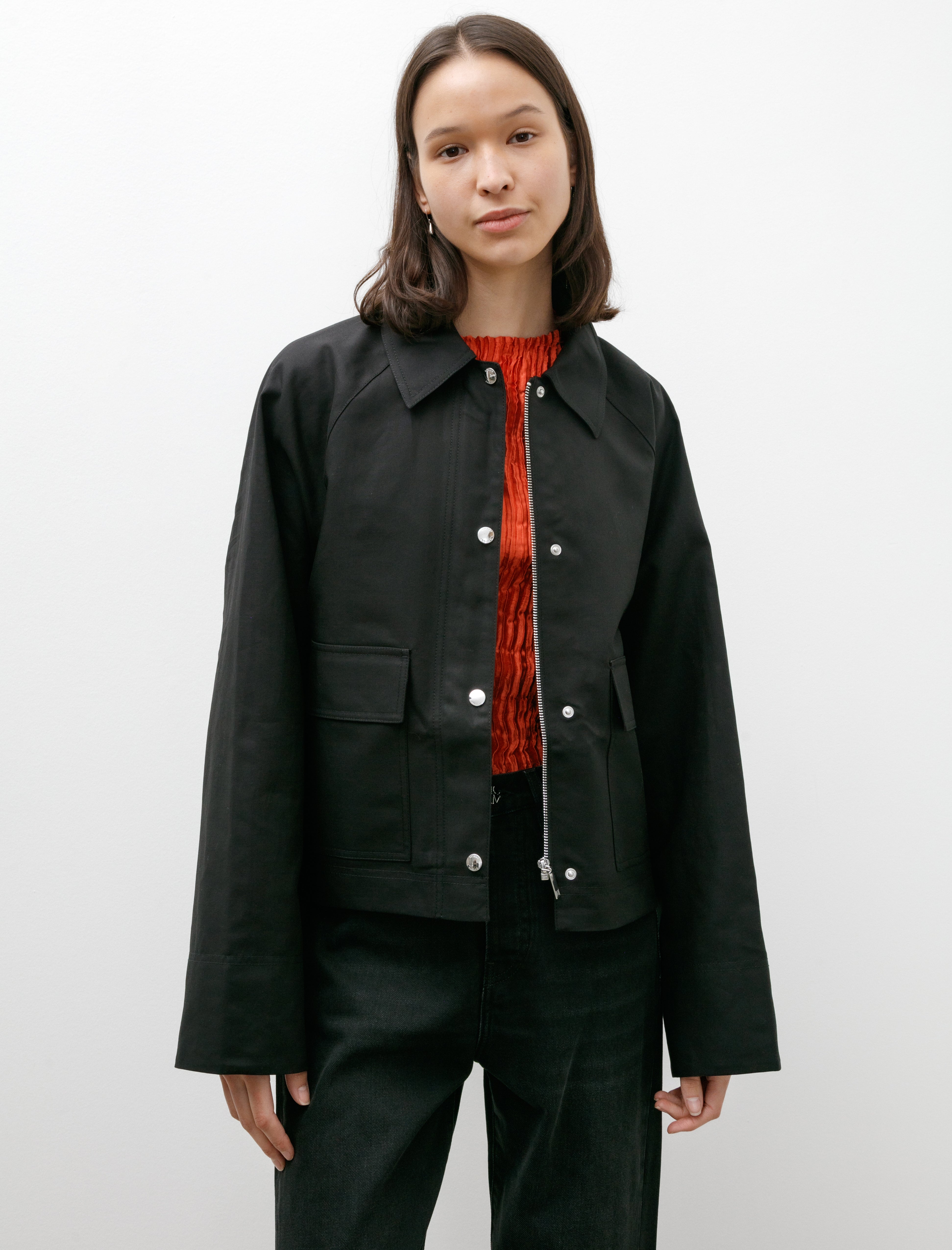 Totême Cropped Cotton Jacket Black