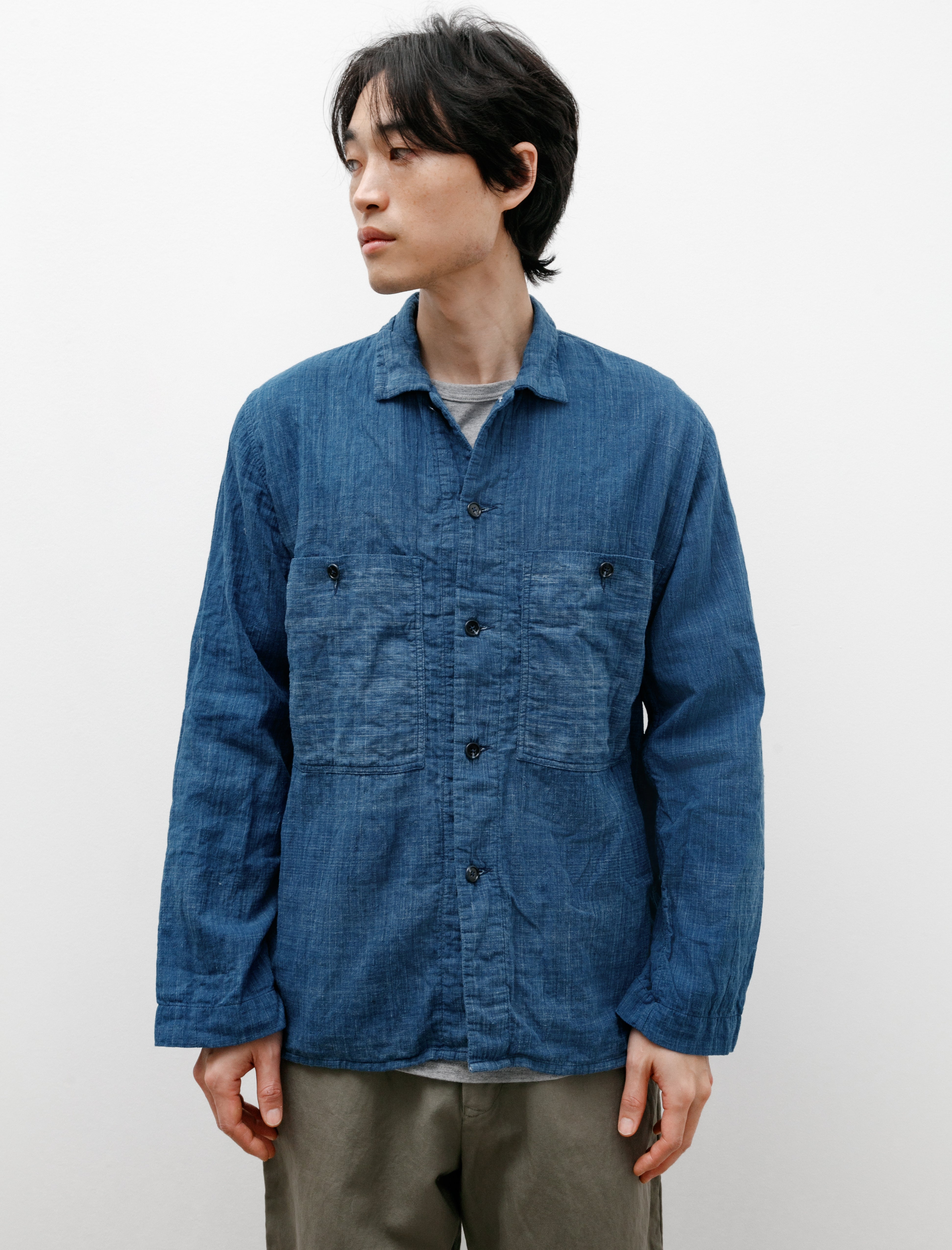 Oliver Church Industrial Over Shirt Handwoven Indigo Cotton Lined