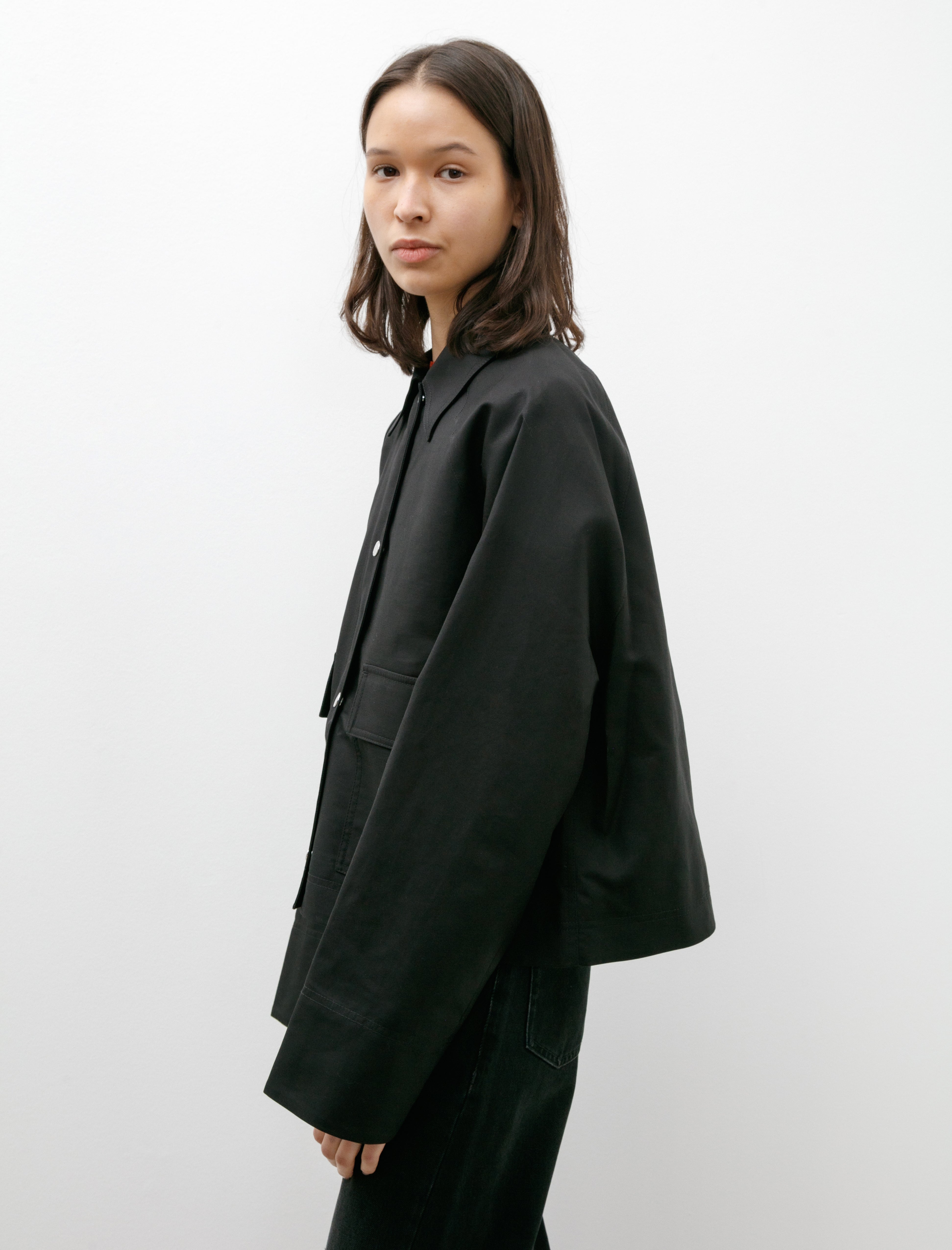 Totême Cropped Cotton Jacket Black