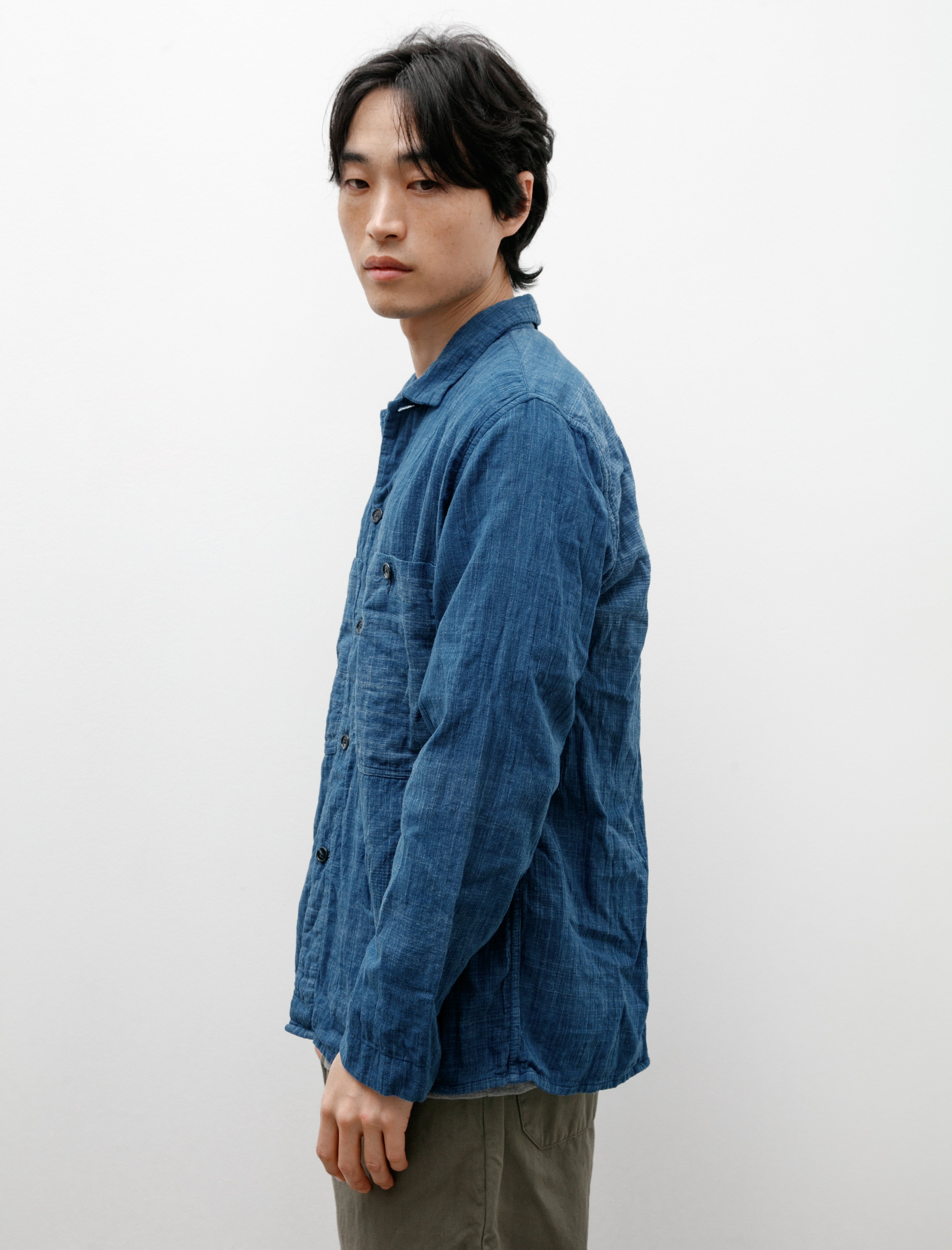 Oliver Church Industrial Over Shirt Handwoven Indigo Cotton Lined