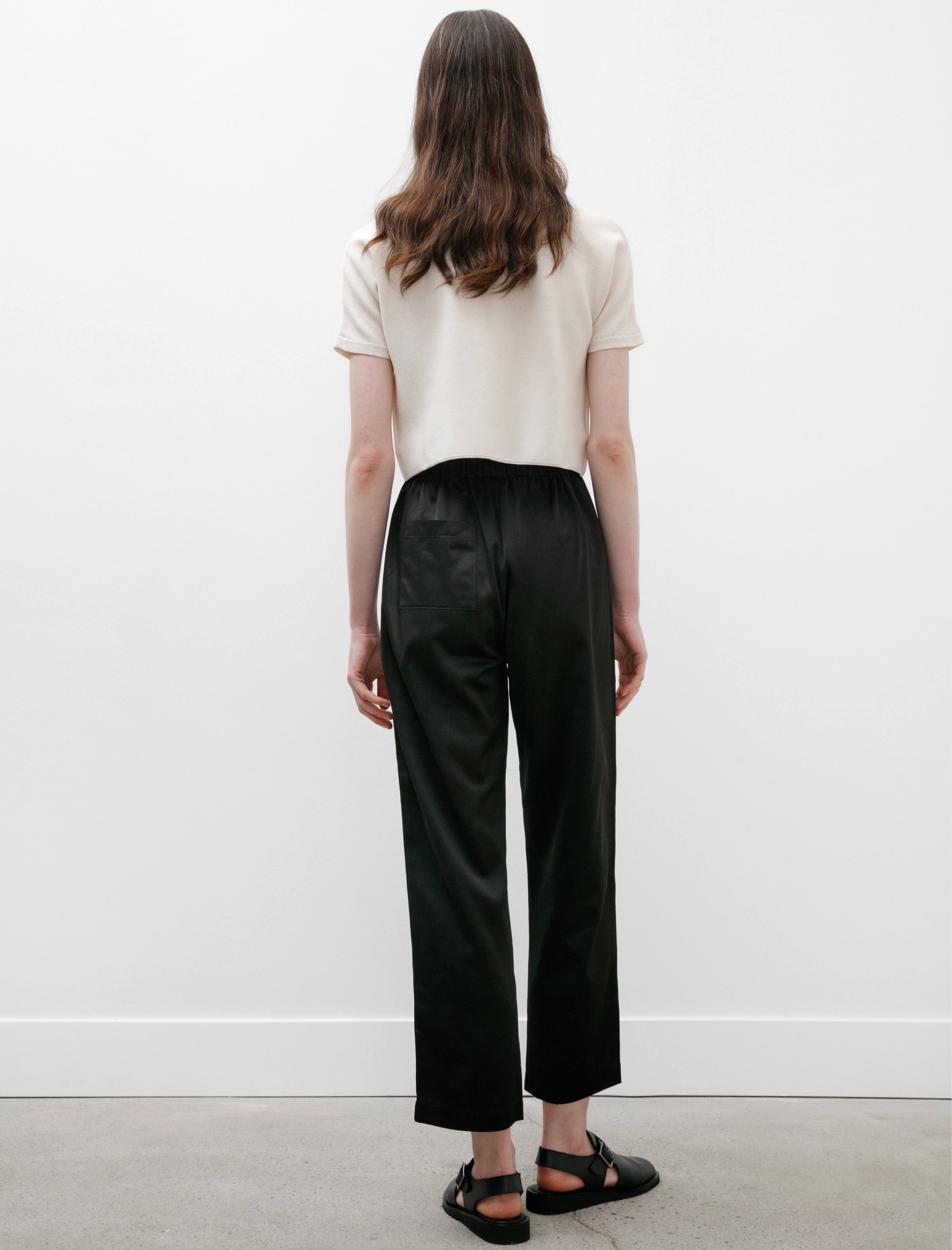 Sara Lanzi Elastic Waistband Pants Satin Black