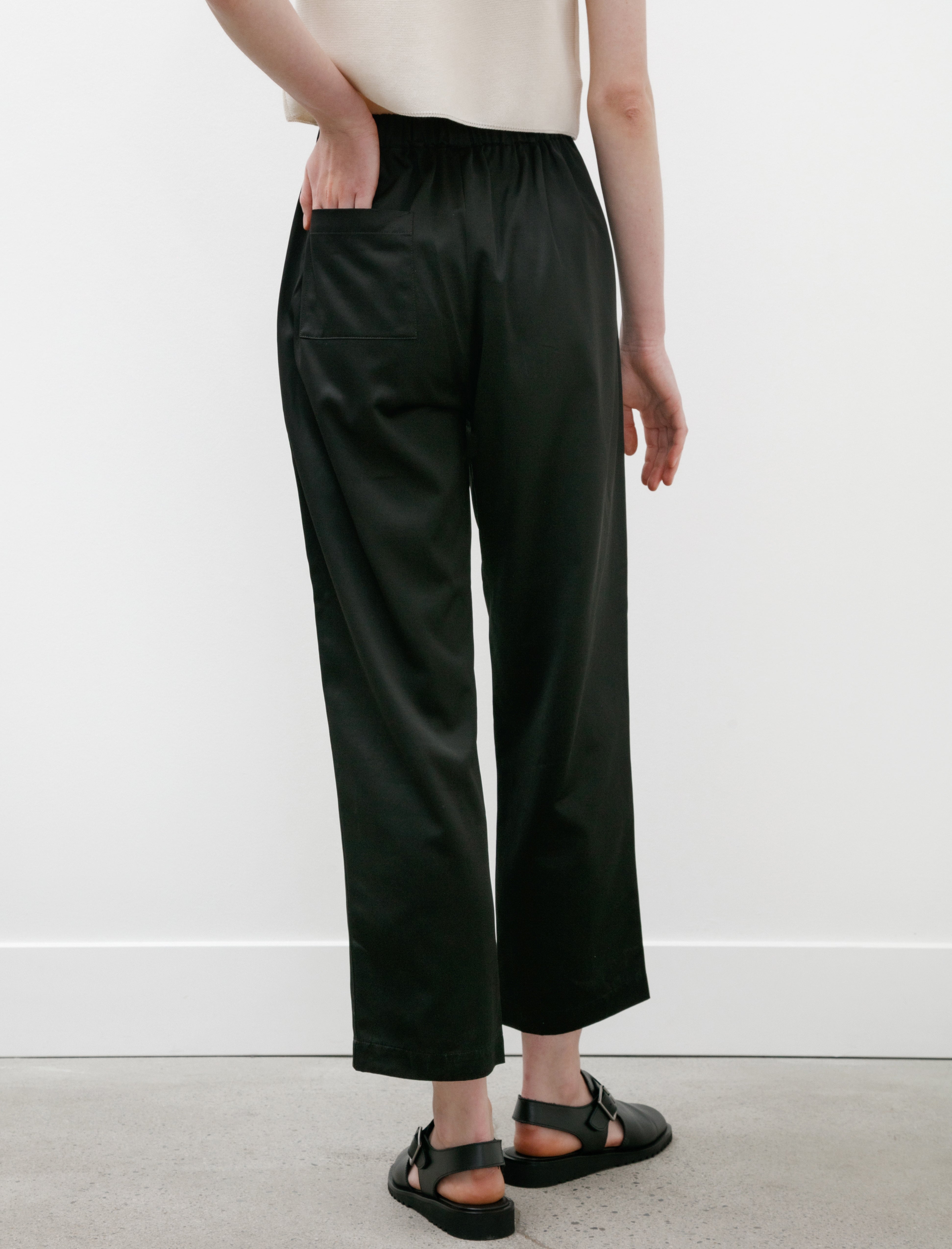 Sara Lanzi Elastic Waistband Pants Satin Black