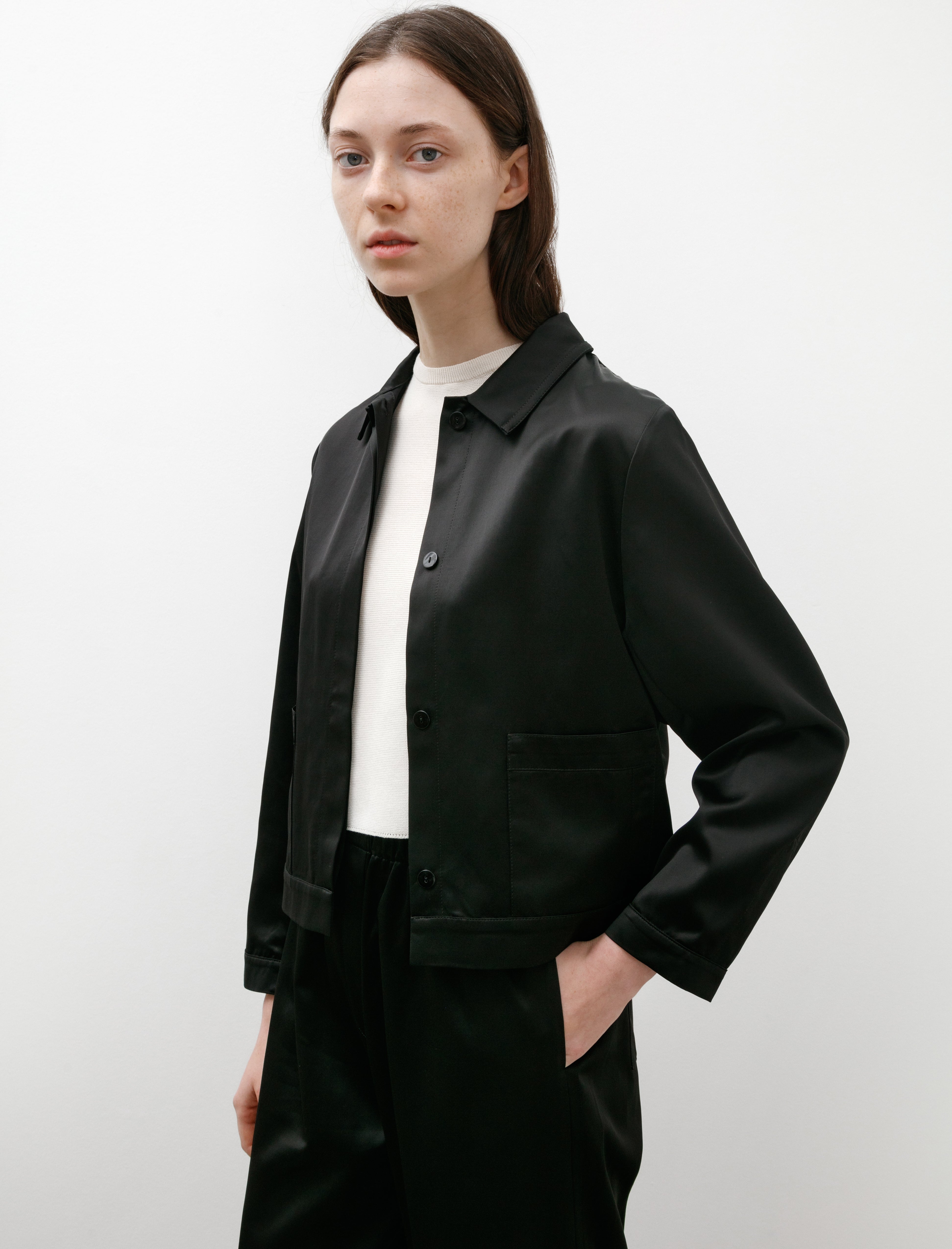 Sara Lanzi Boxy Jacket Satin Black