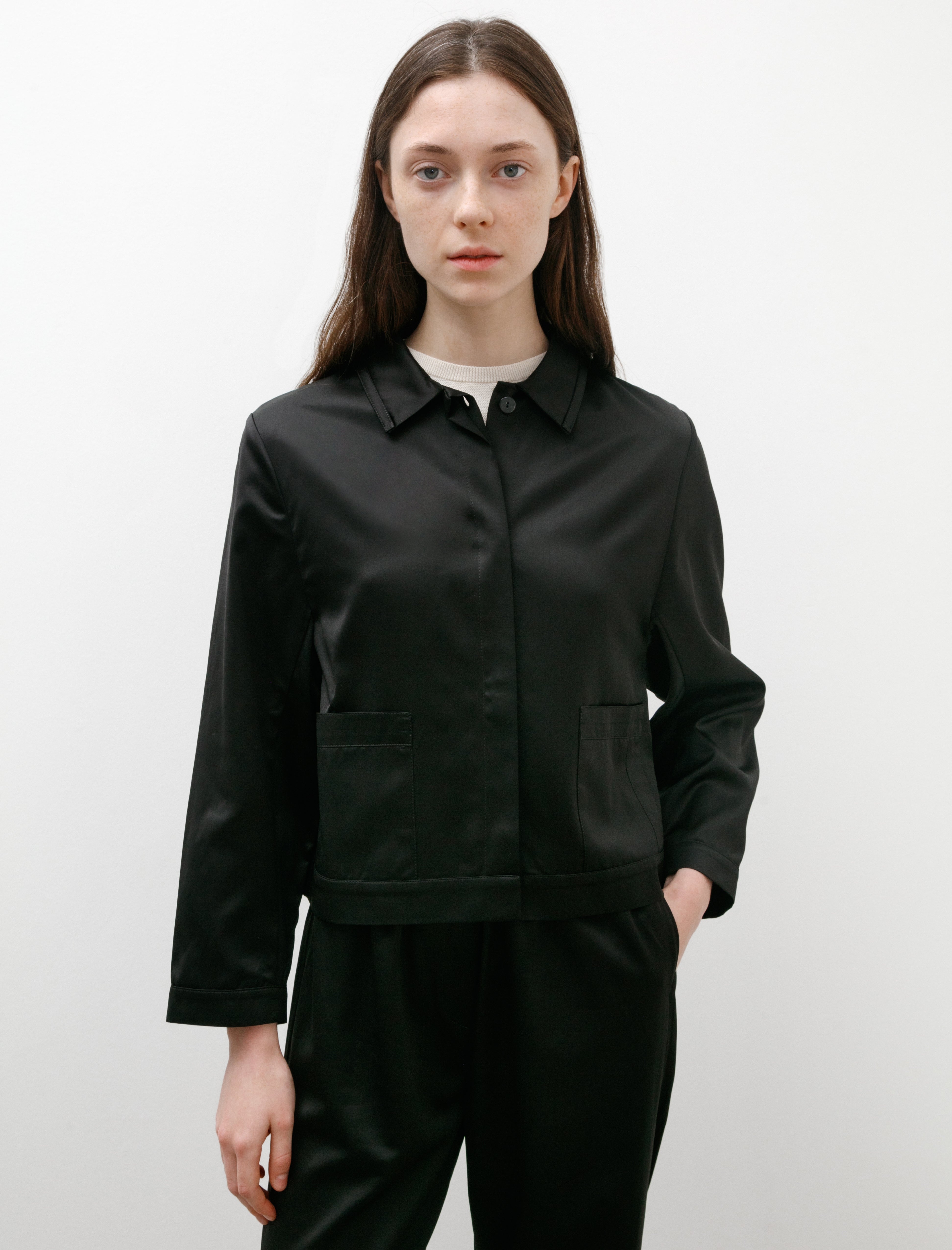 Sara Lanzi Boxy Jacket Satin Black