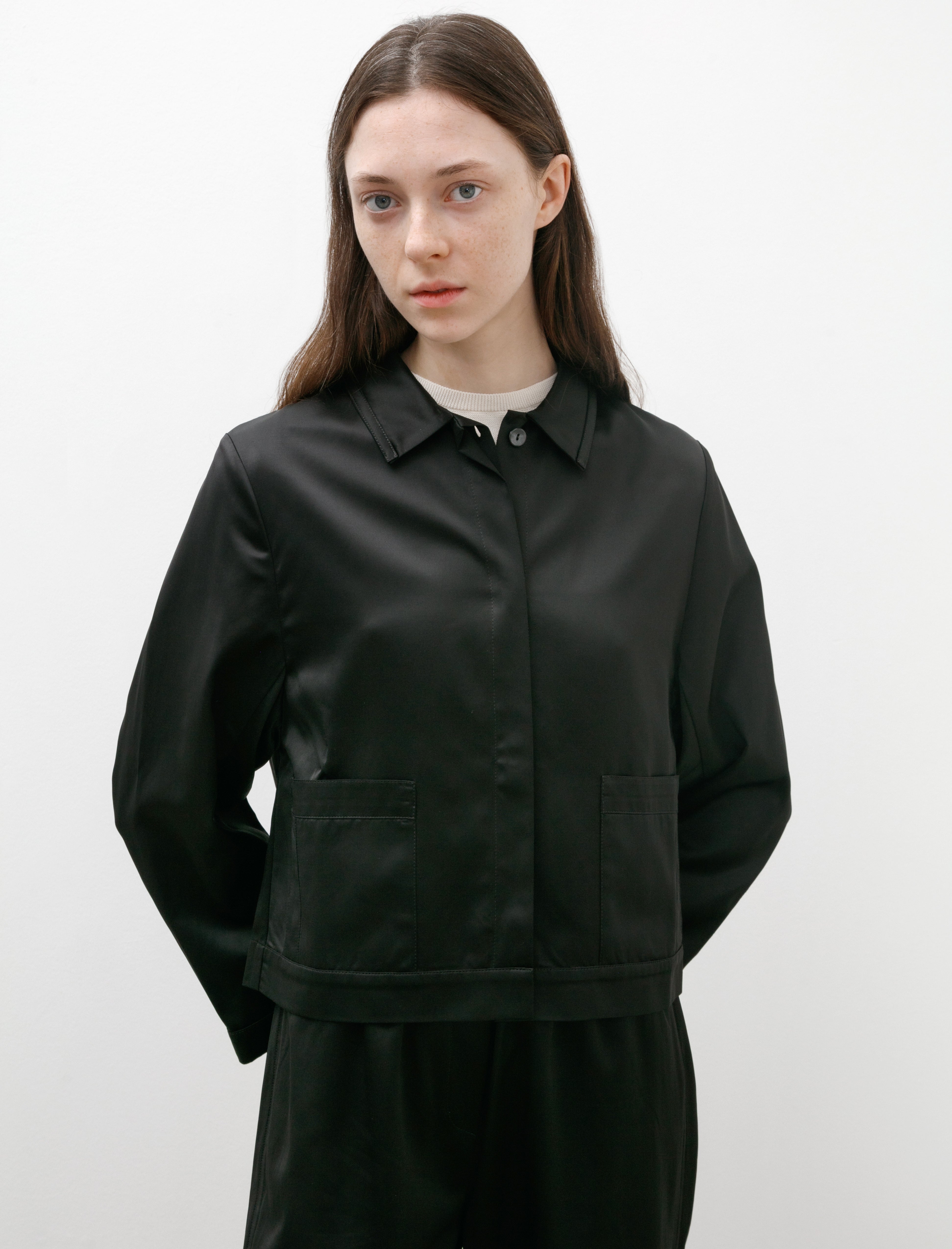 Sara Lanzi Boxy Jacket Satin Black