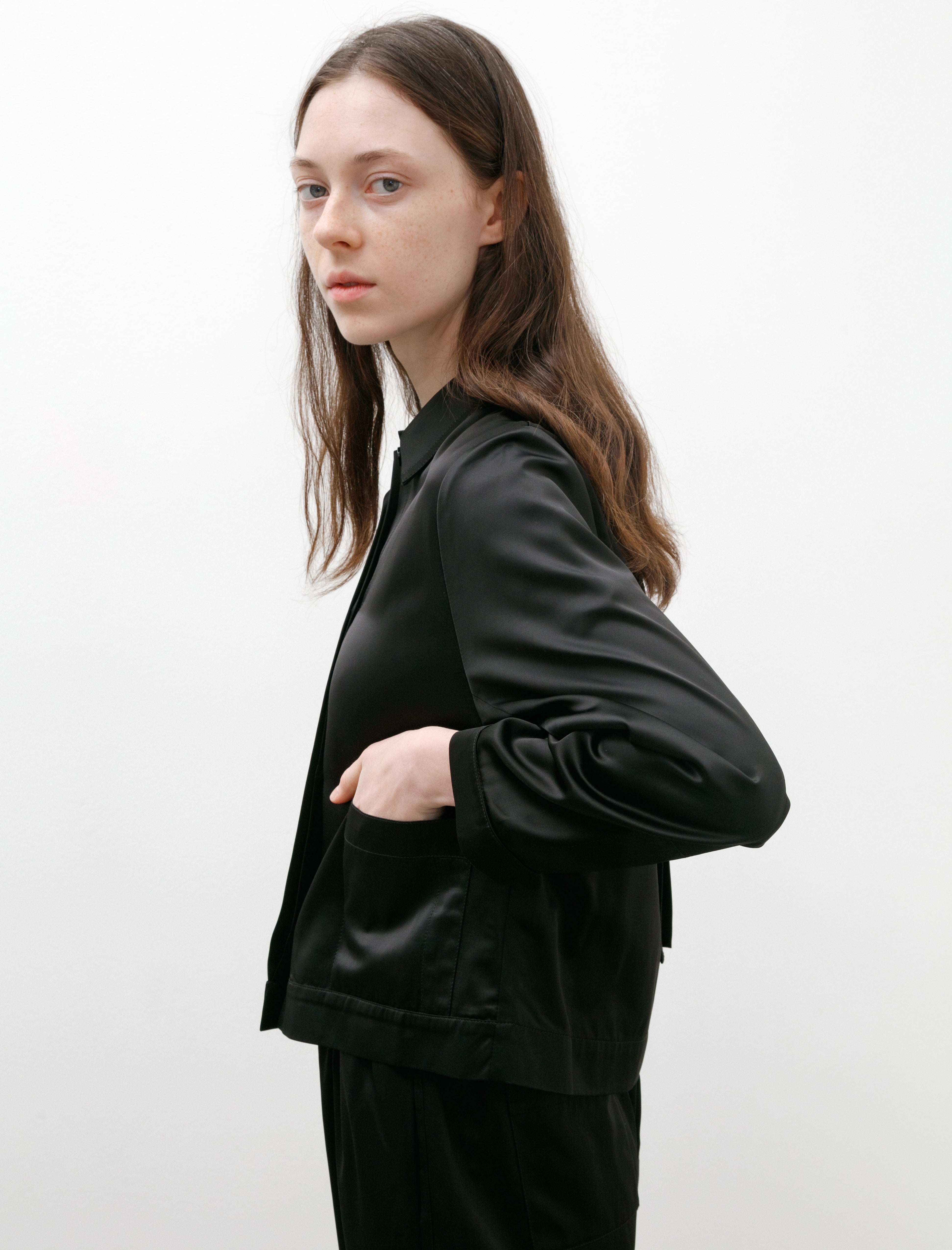 Sara Lanzi Boxy Jacket Satin Black