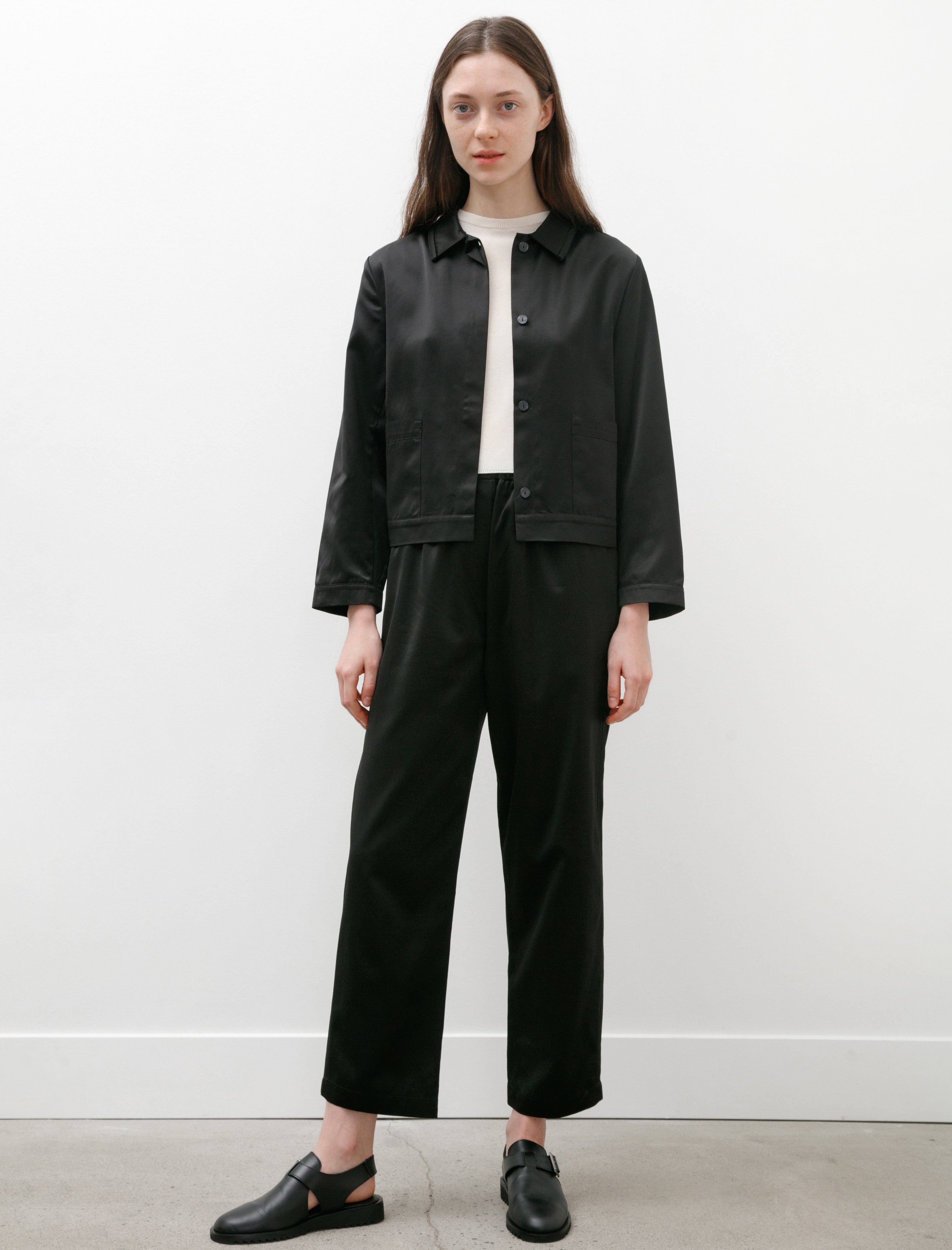 Sara Lanzi Boxy Jacket Satin Black