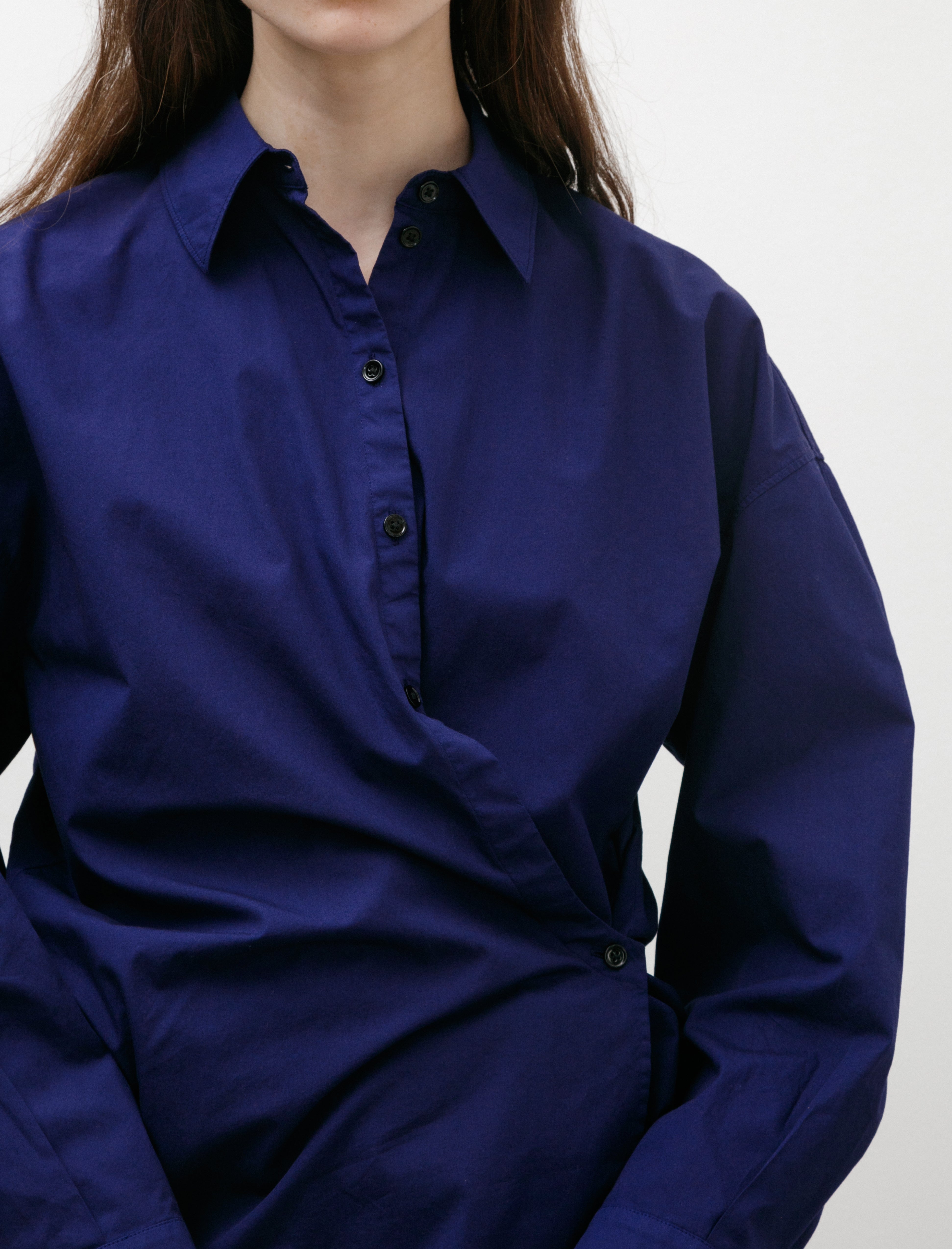 Lemaire Straight Collar Twisted Shirt Blue Violet