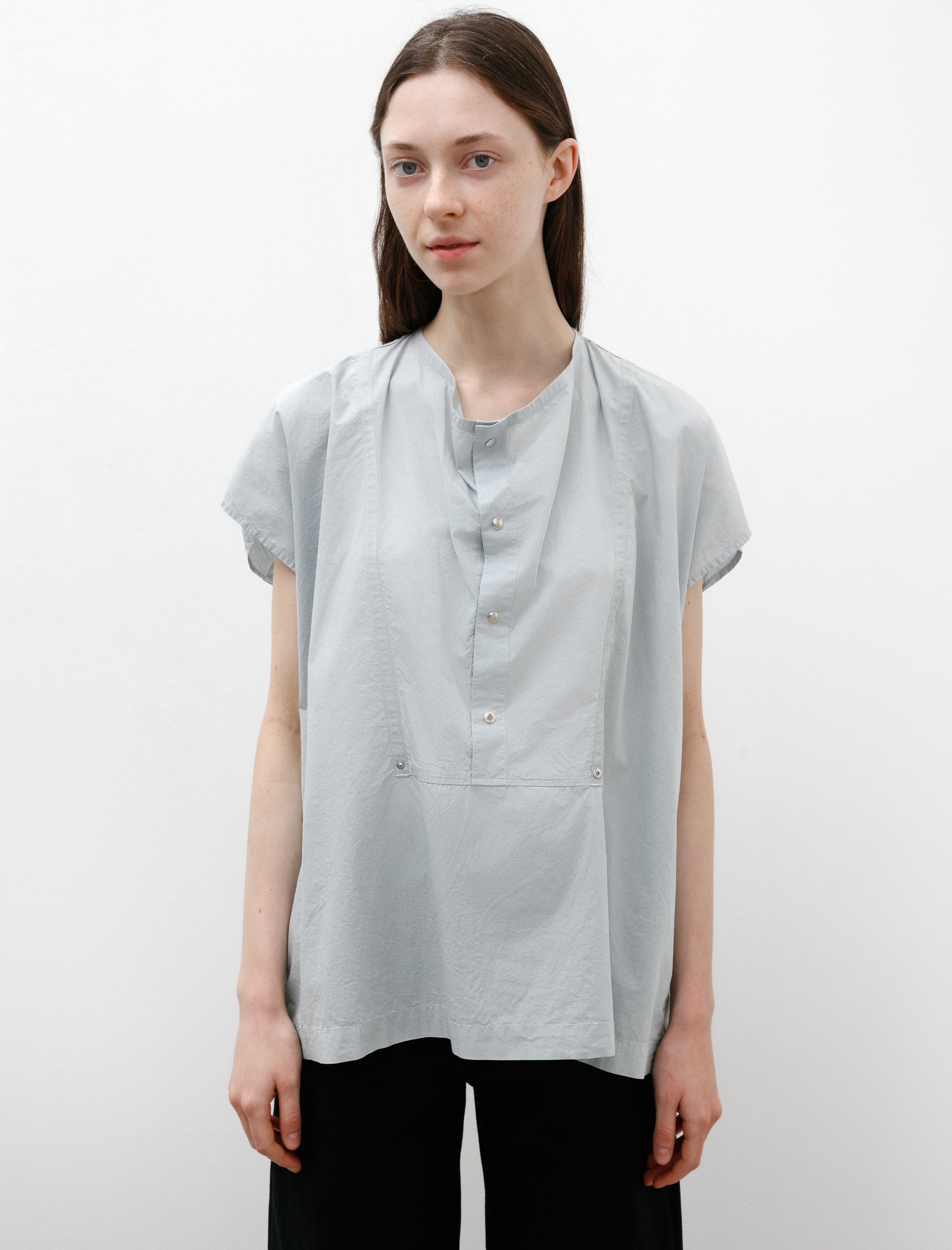 Lemaire Cap Sleeve Top with Snaps Cloud Grey