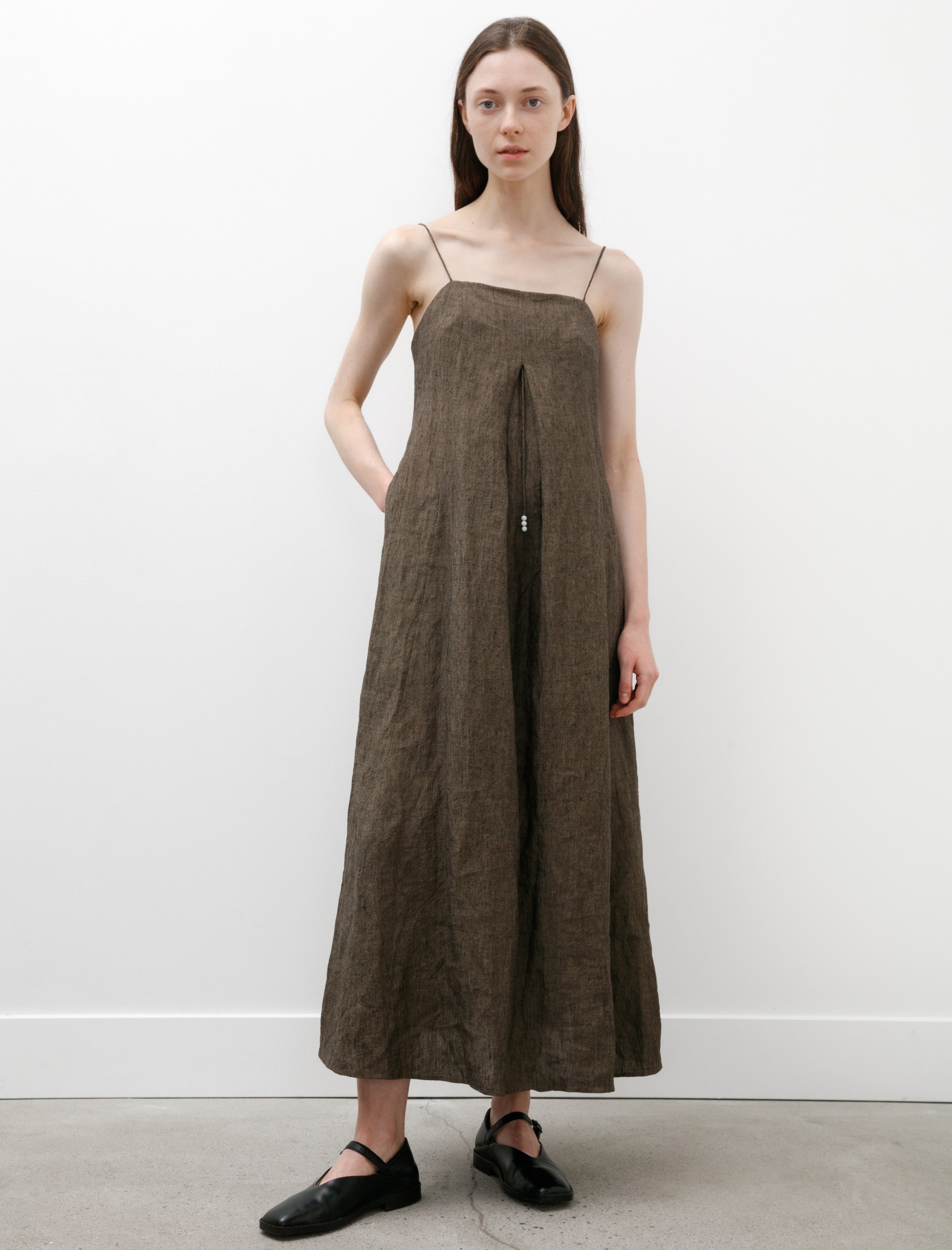 seventyfive Long Slip Dress Walnut Linen