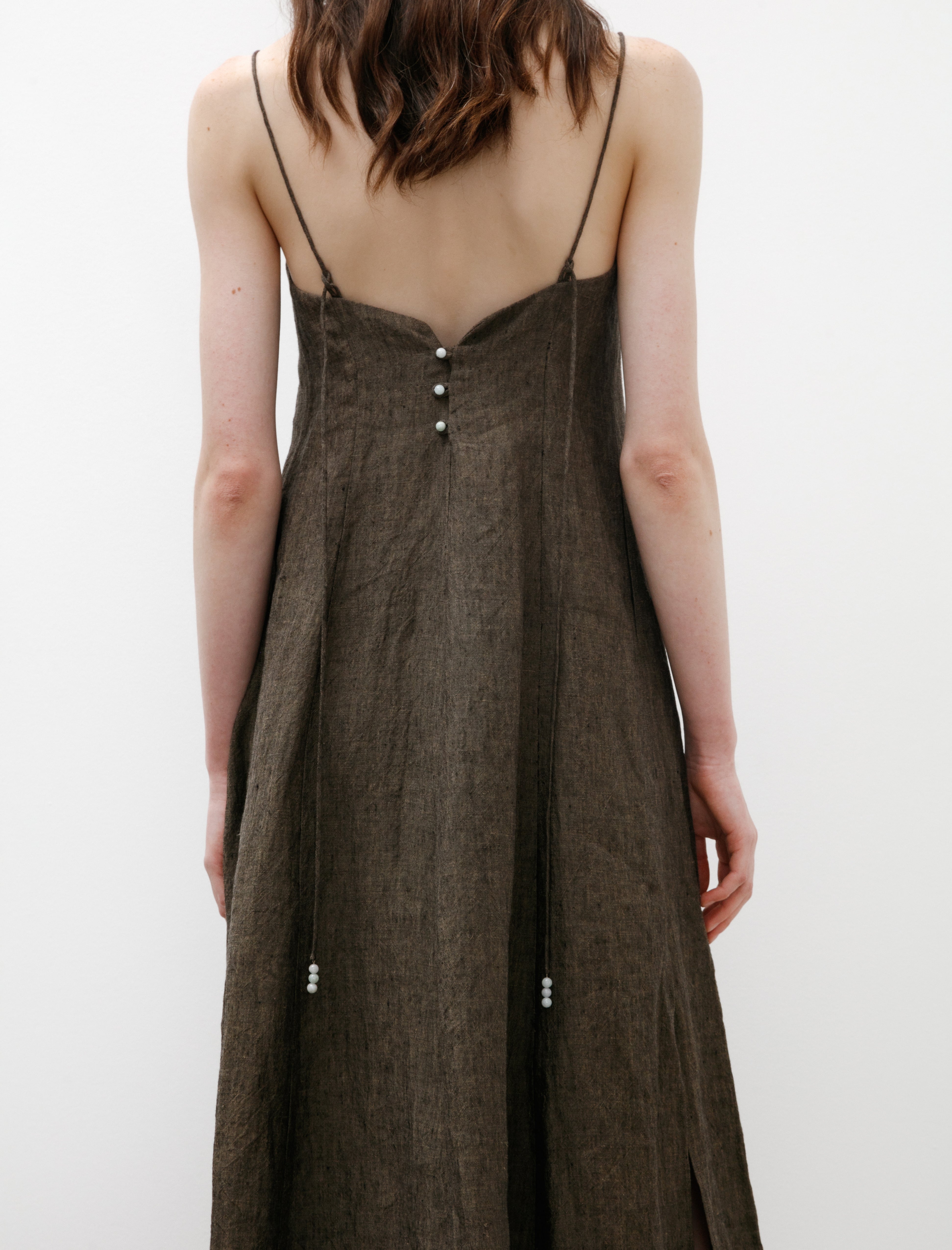 seventyfive Long Slip Dress Walnut Linen