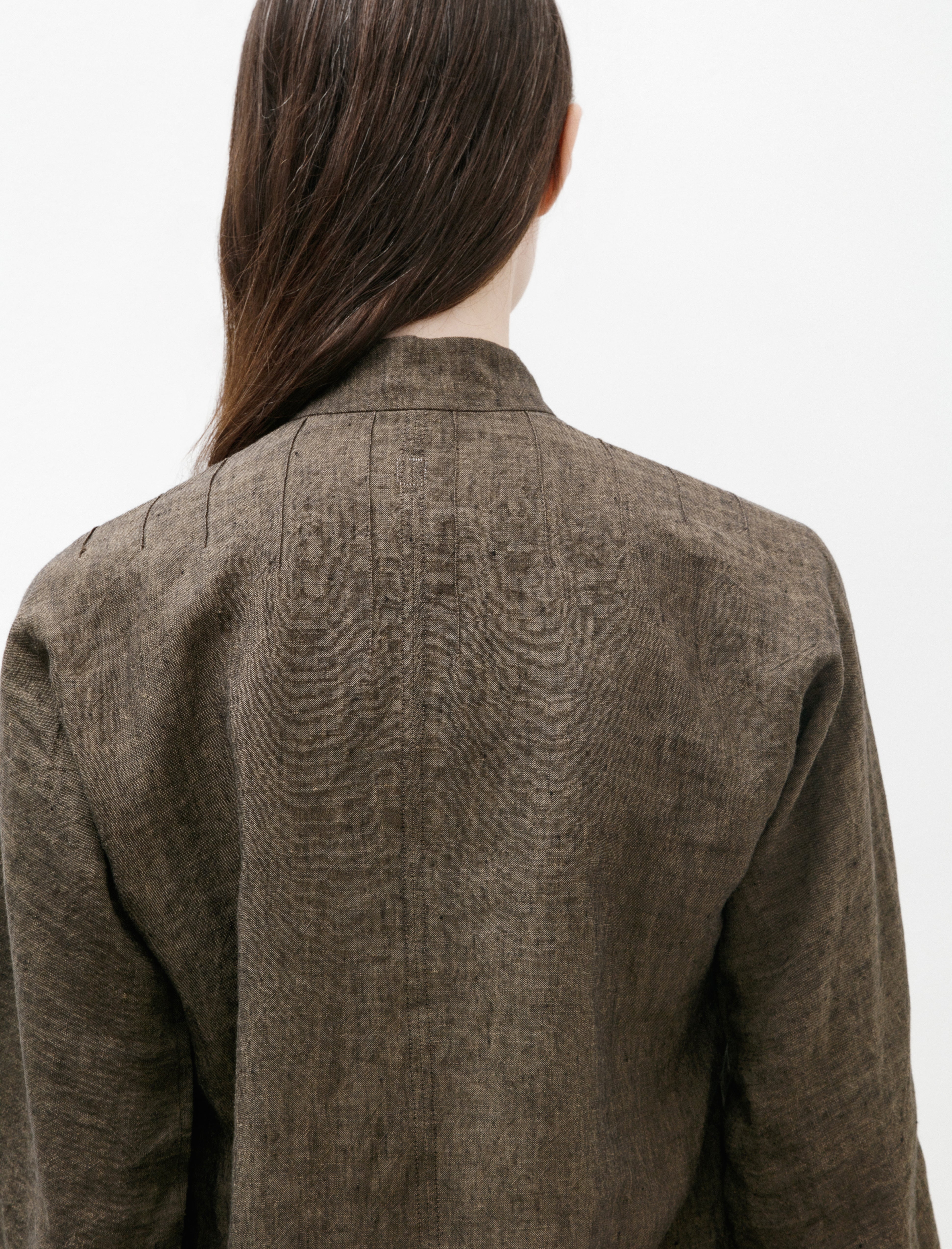 seventyfive Mandarin Collar Shirt Walnut Linen