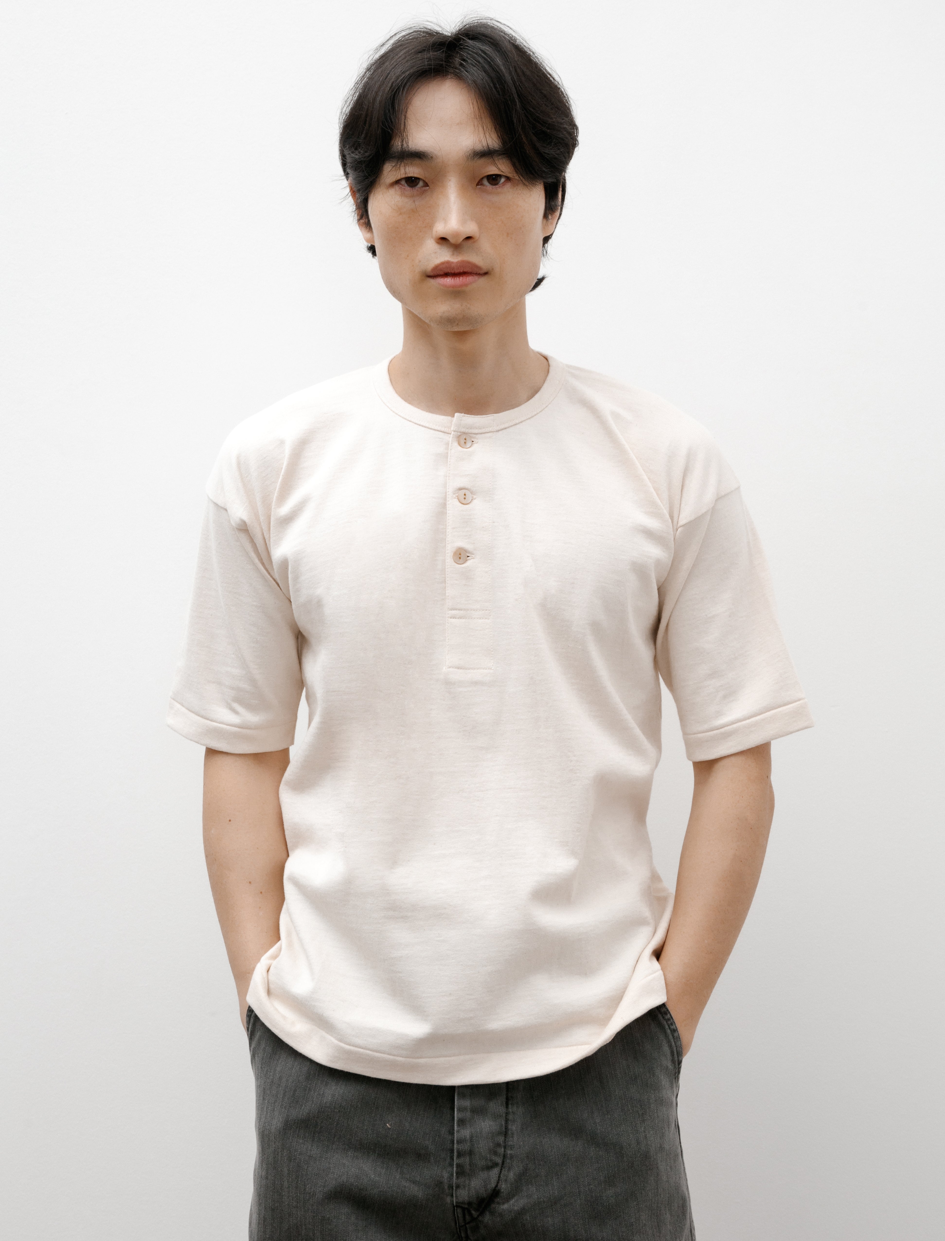 Taiga Takahashi Lot 613 Henry Neck Shirt Ivory