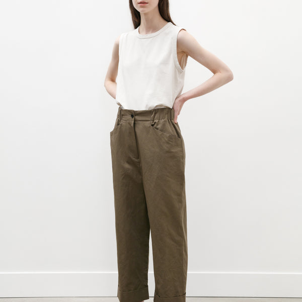 Relaxed Crop Cotton Linen Twill Mouse