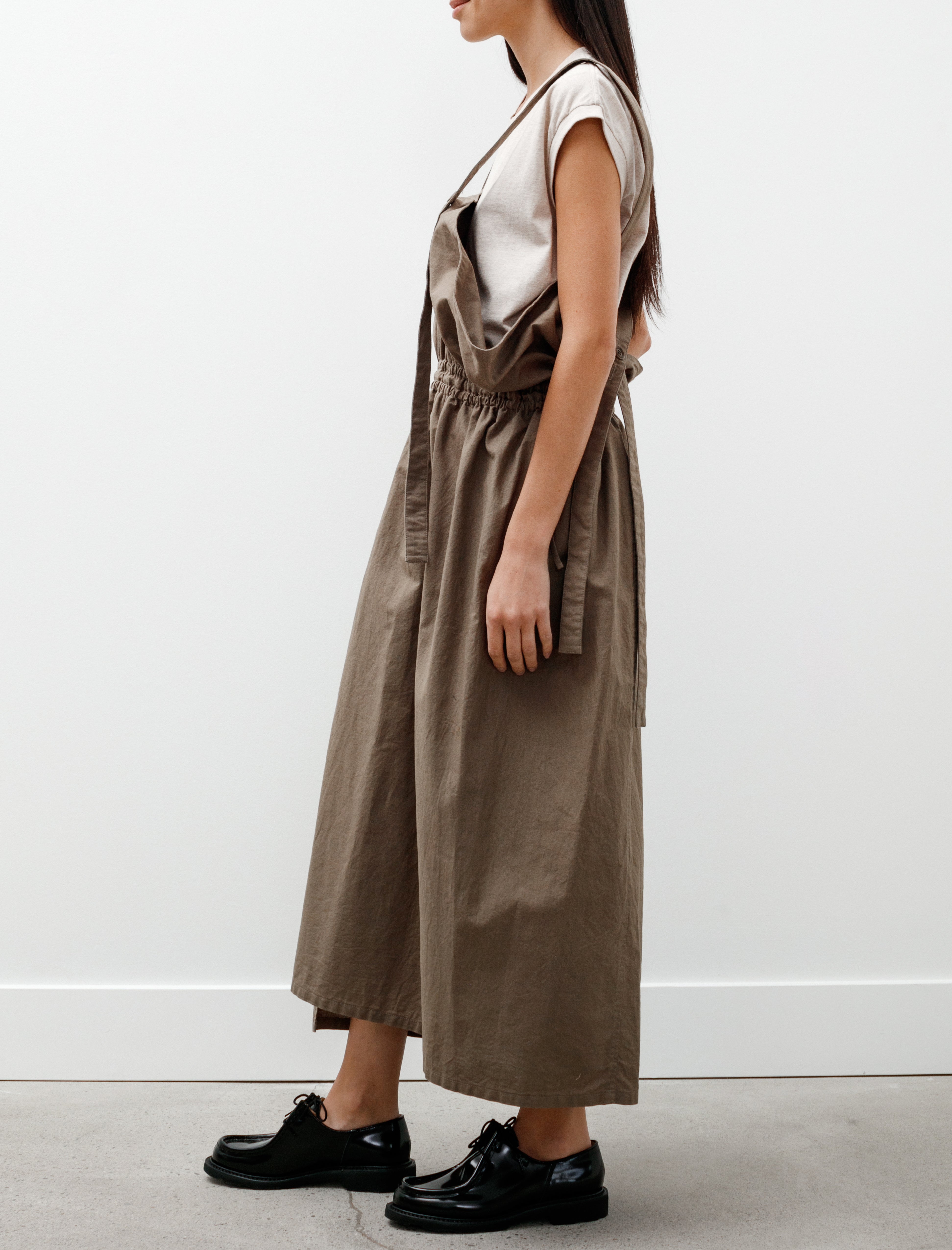 Y's by Yohji Yamamoto Twill Suspender Dress Khaki Beige