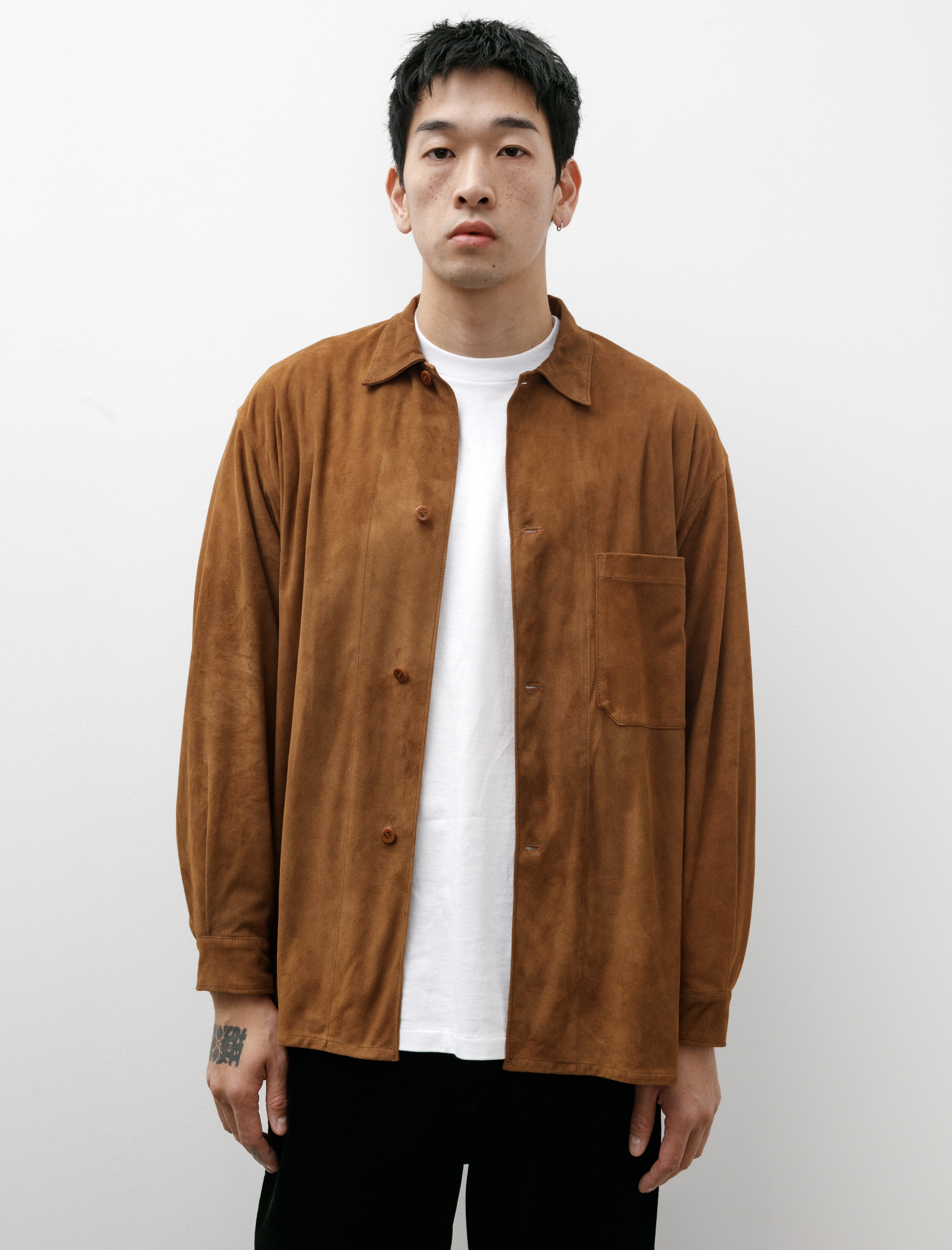 Comoli Suede Shirt Jacket Brown