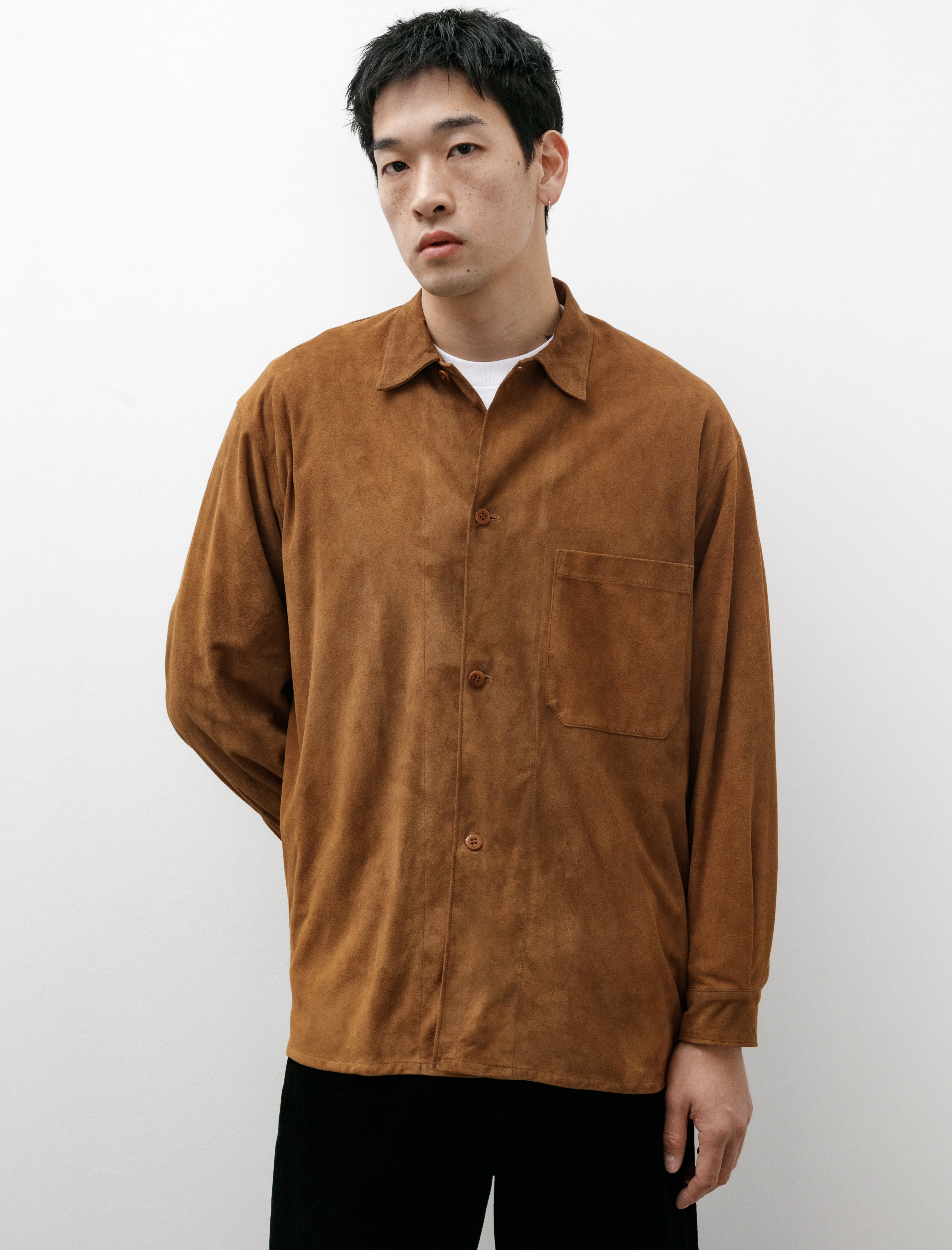 Comoli Suede Shirt Jacket Brown