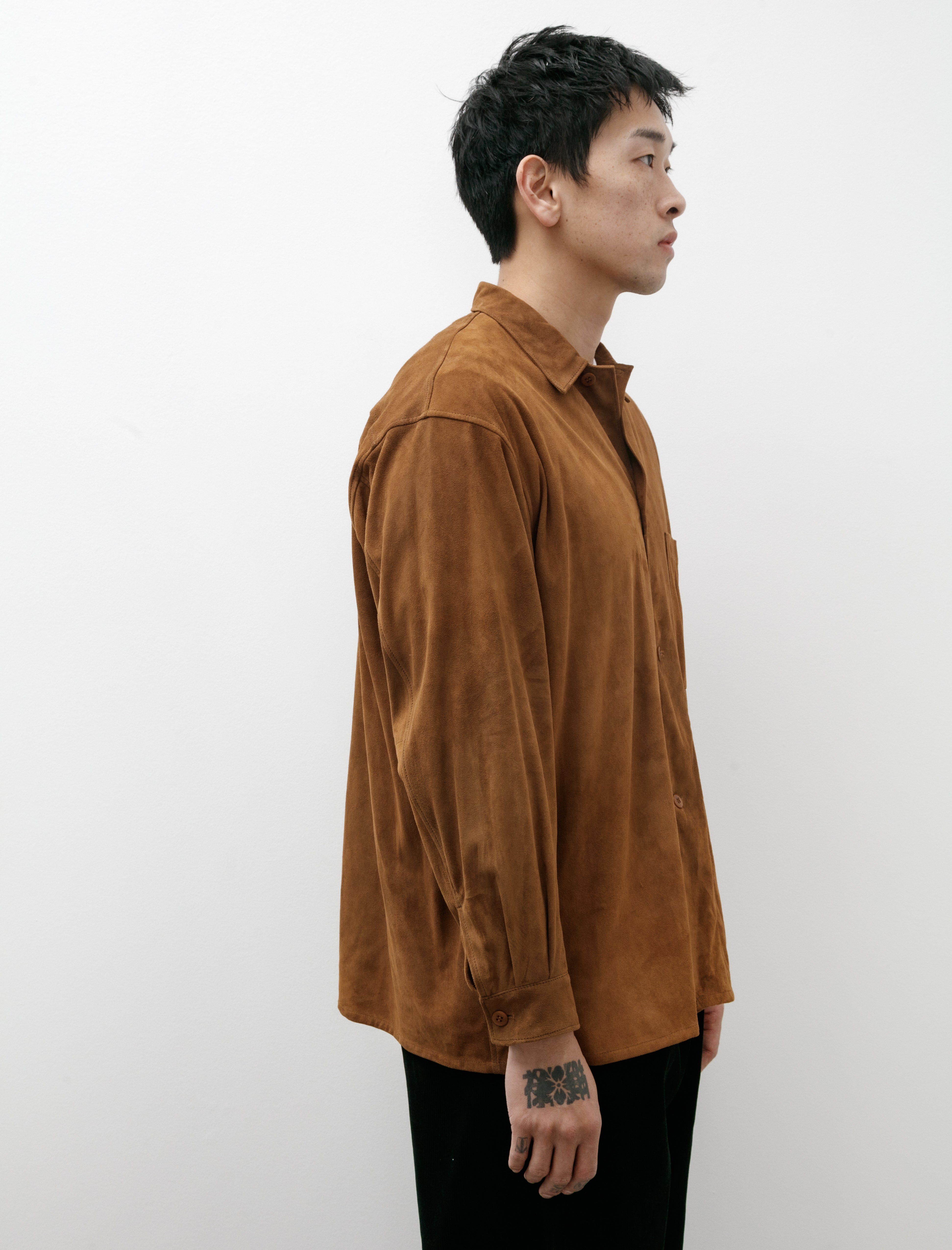 Comoli Suede Shirt Jacket Brown