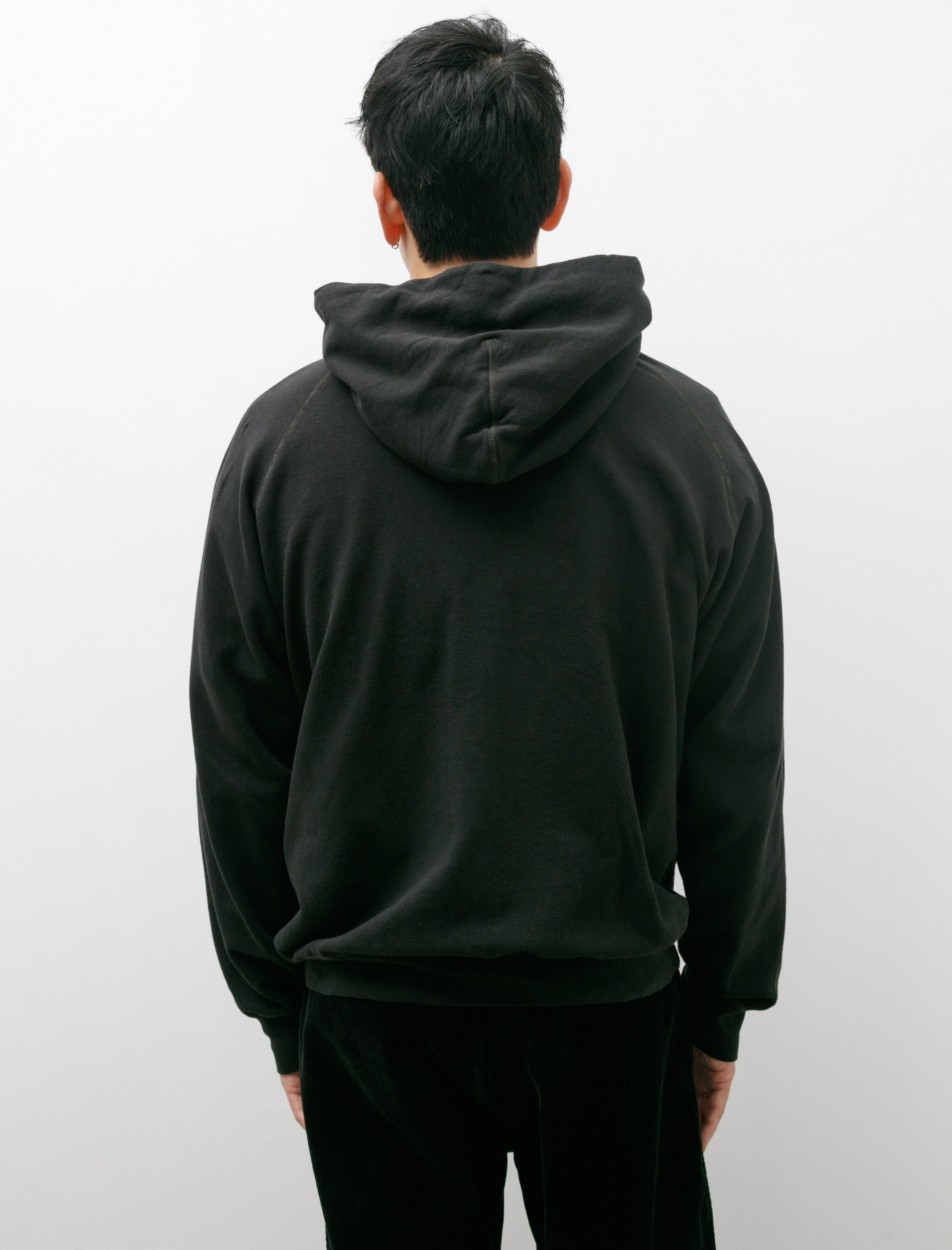 Comoli Garment Dyed Sweat Zip Parka Ink Black