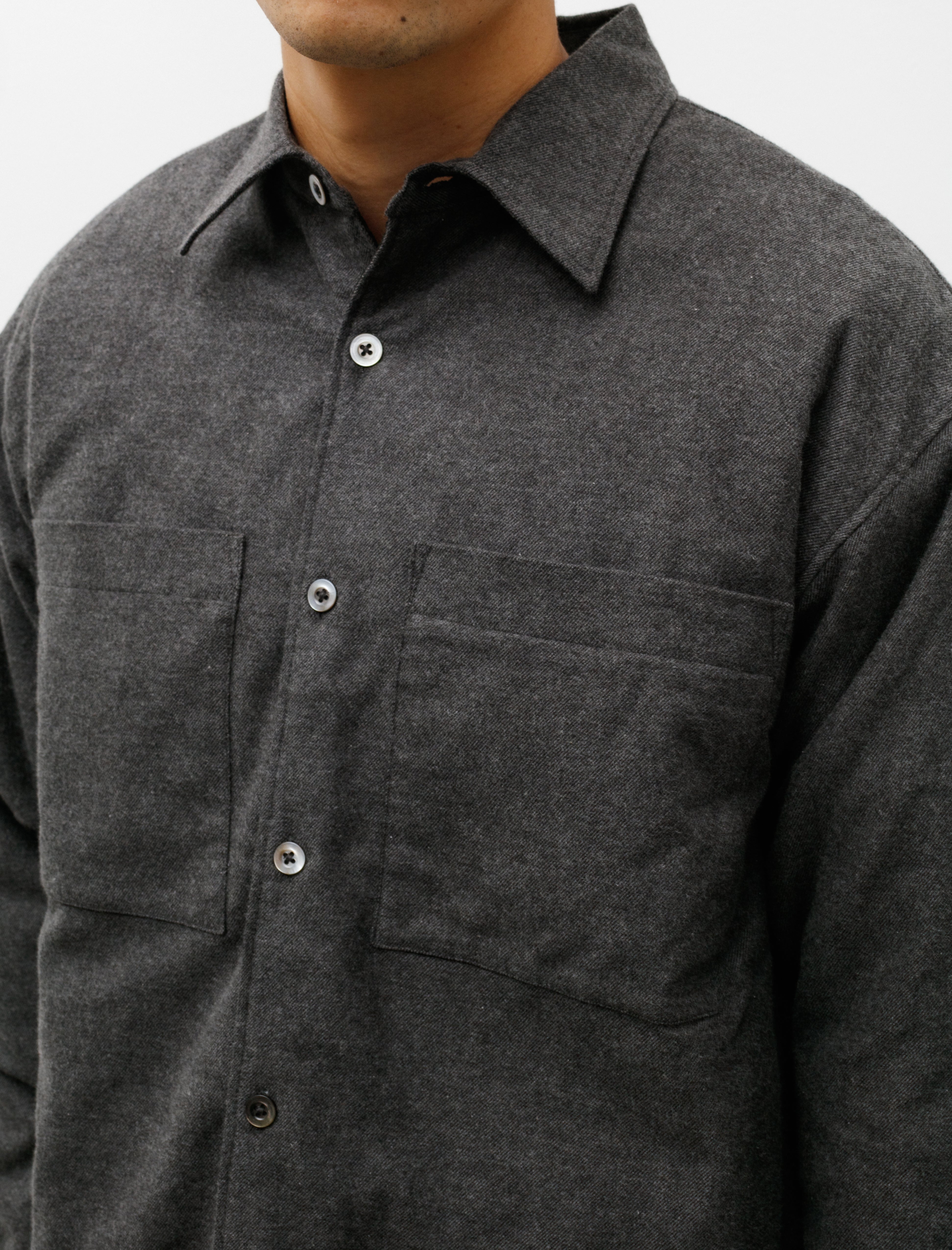 Arpenteur Twin Overshirt Cotton Yak Flannel Charcoal