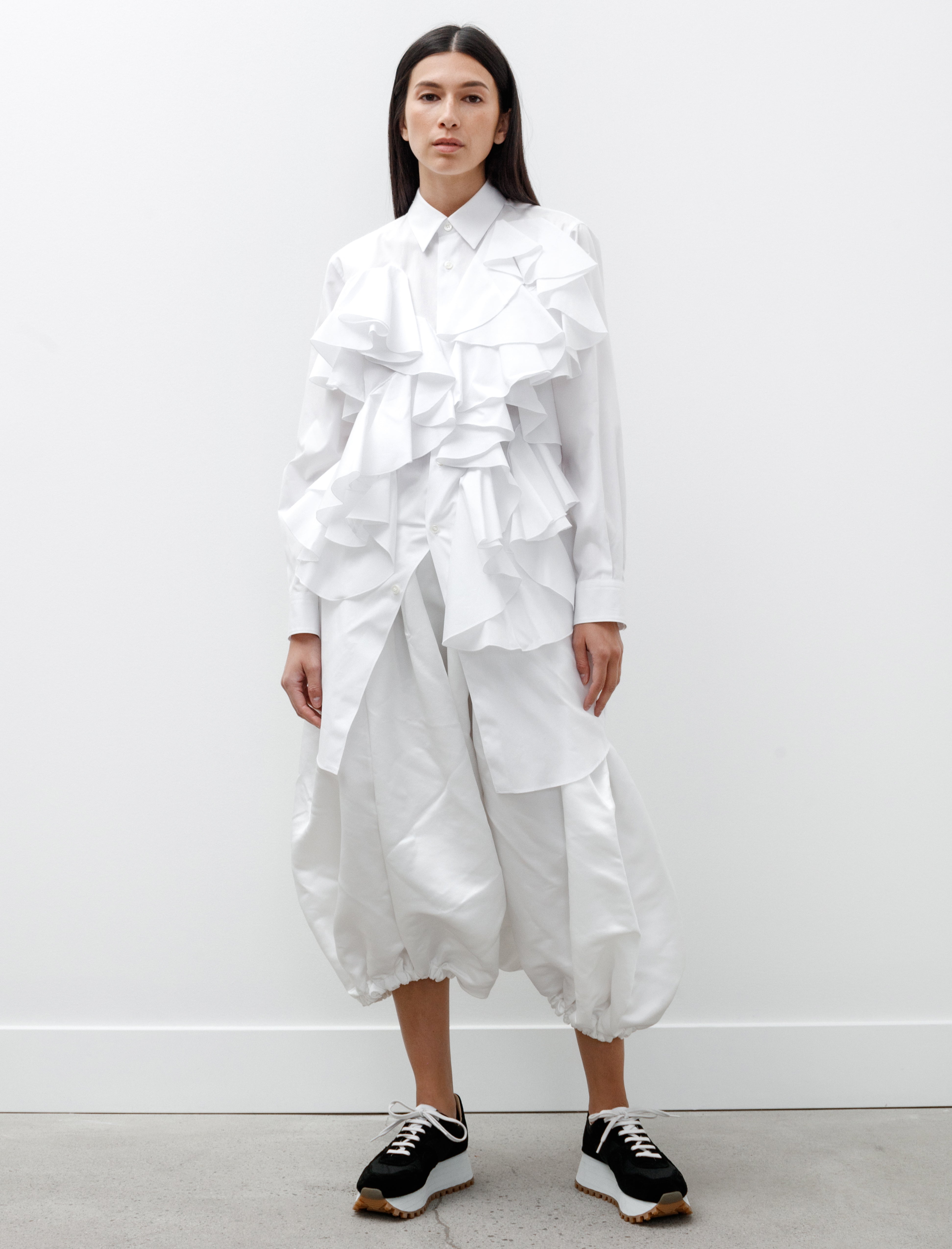 Comme des Garçons Comme des Garçons Long Abstract Ruffle Shirt White