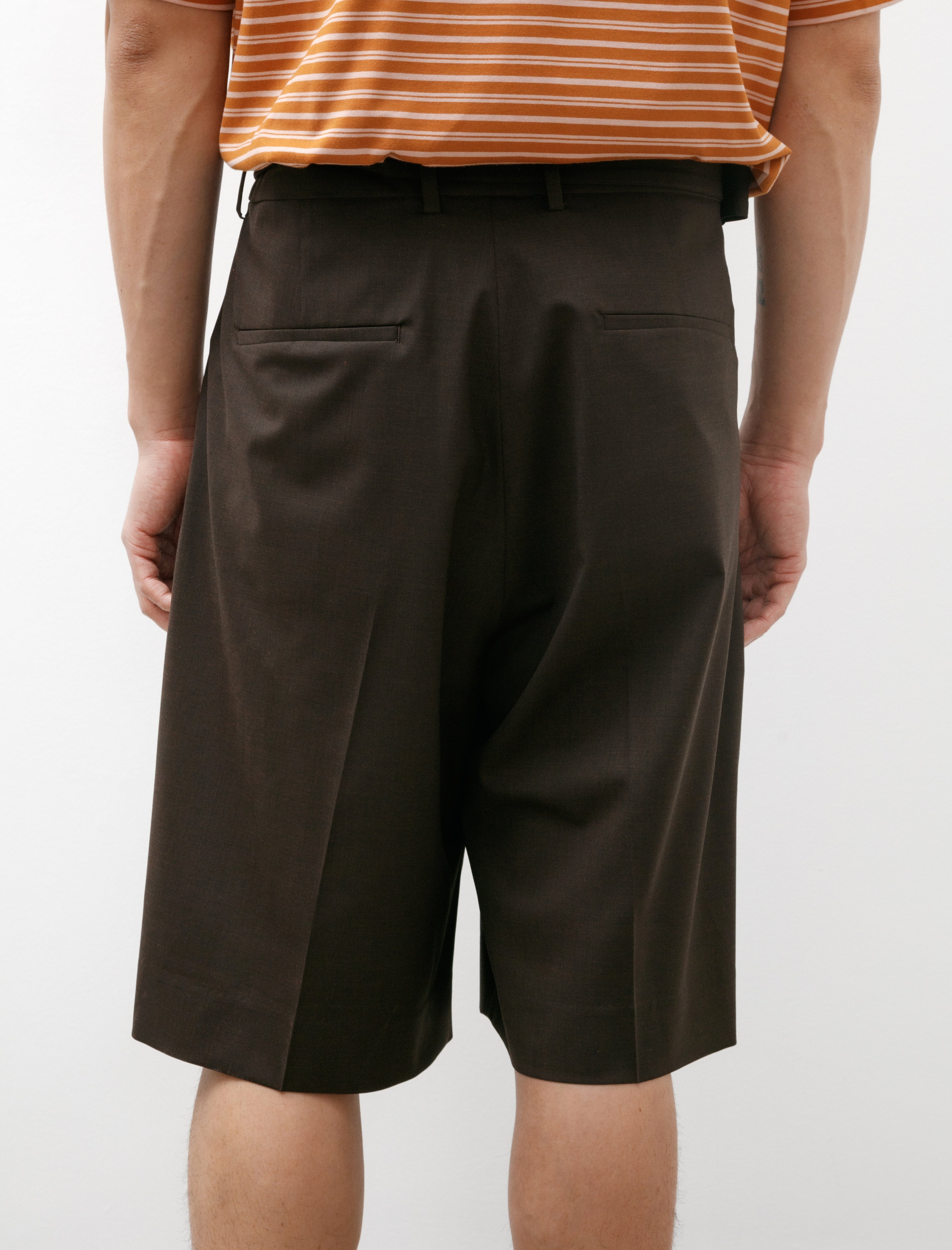 Ernie Palo Wool Belted Half Pants Brown