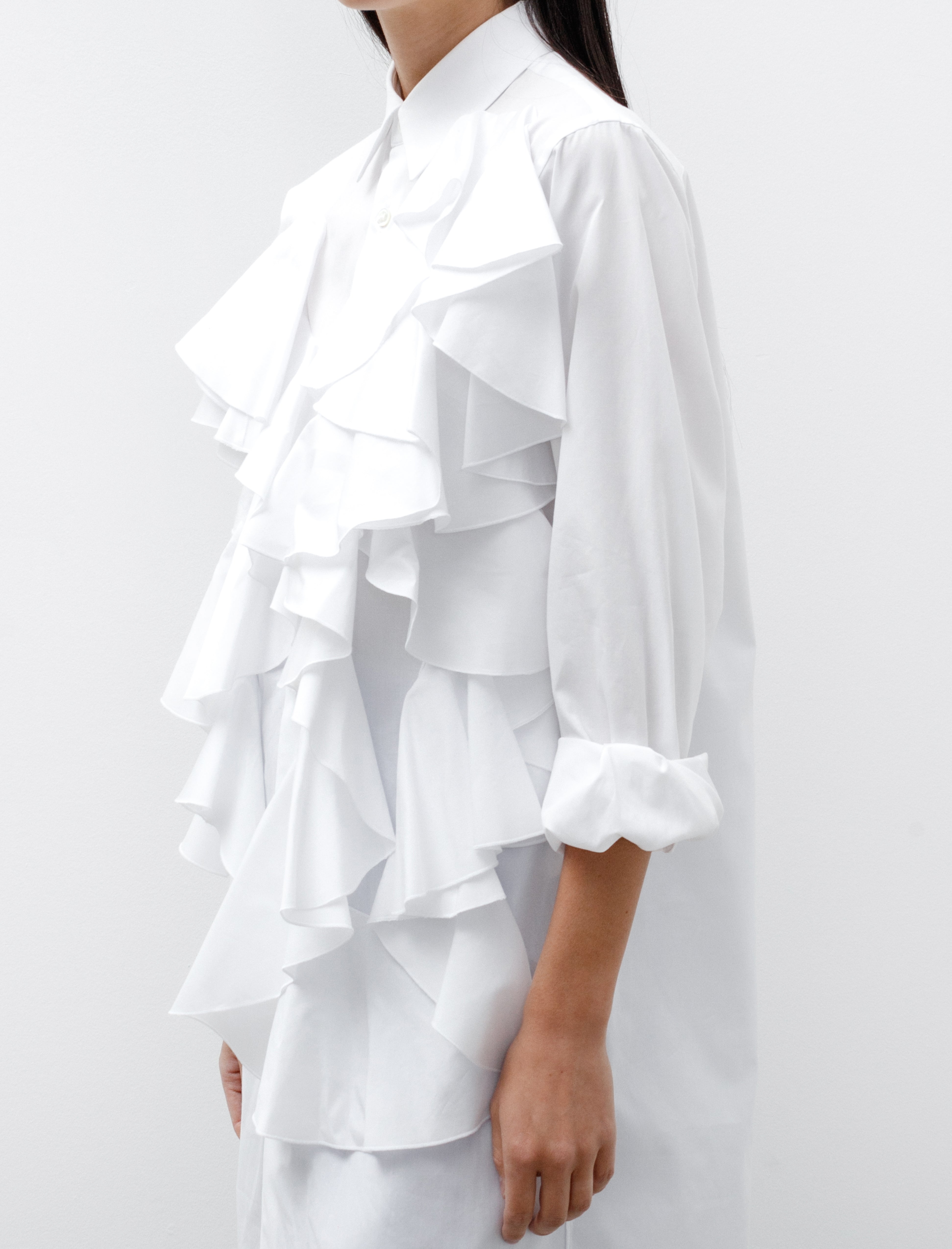 Comme des Garçons Comme des Garçons Long Abstract Ruffle Shirt White