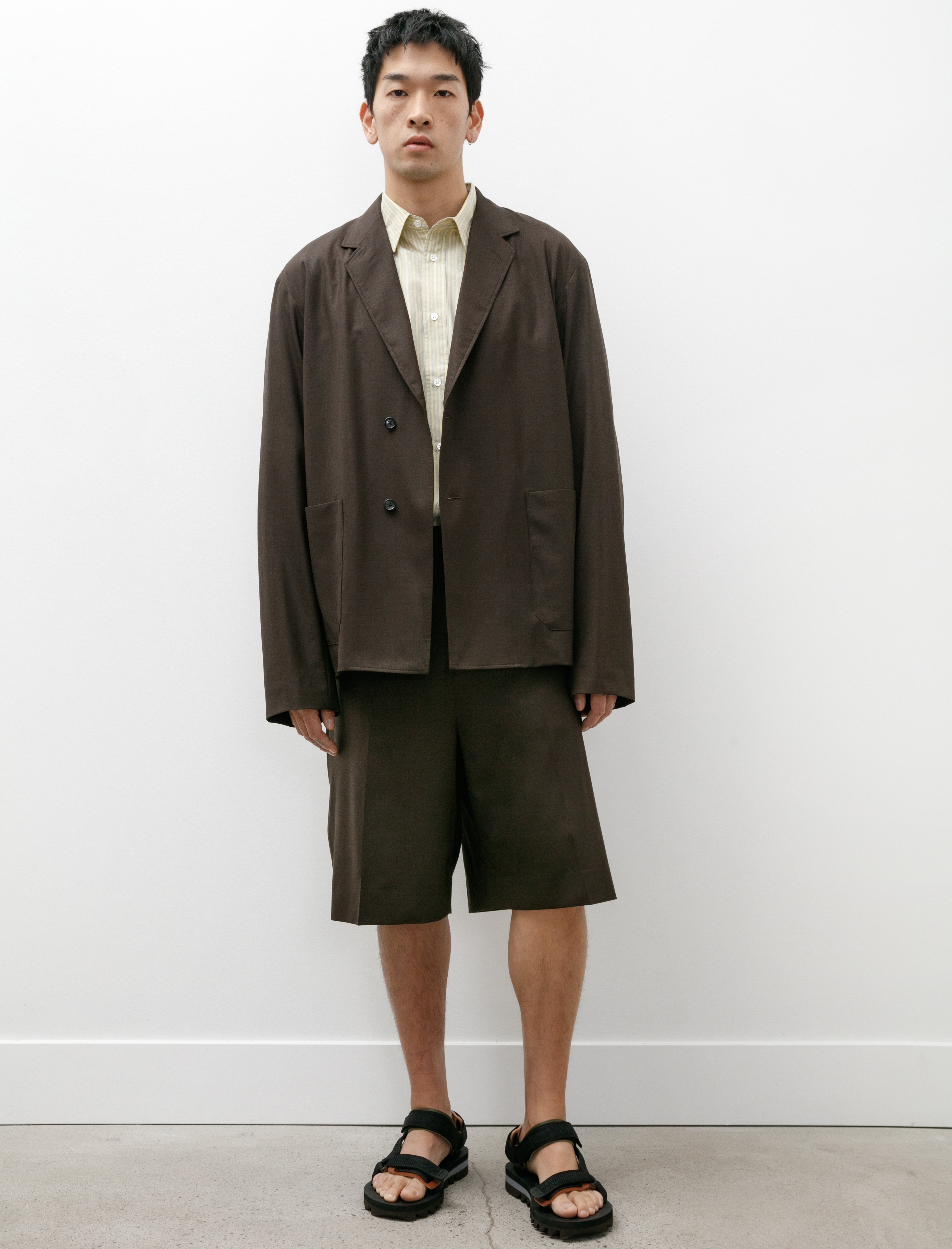 Ernie Palo Wool Belted Half Pants Brown