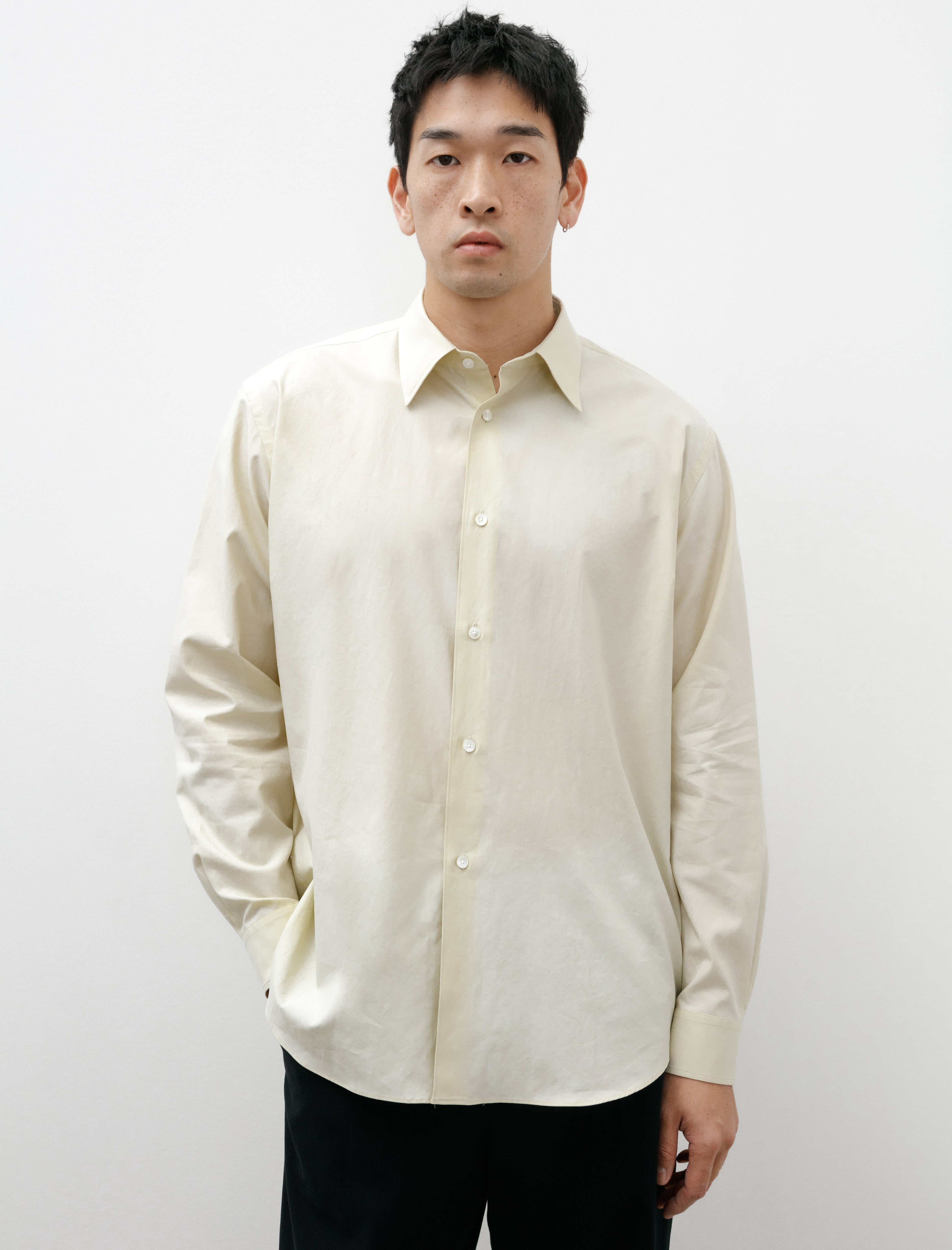 Auralee Washed Finx Twill Shirt Light Yellow