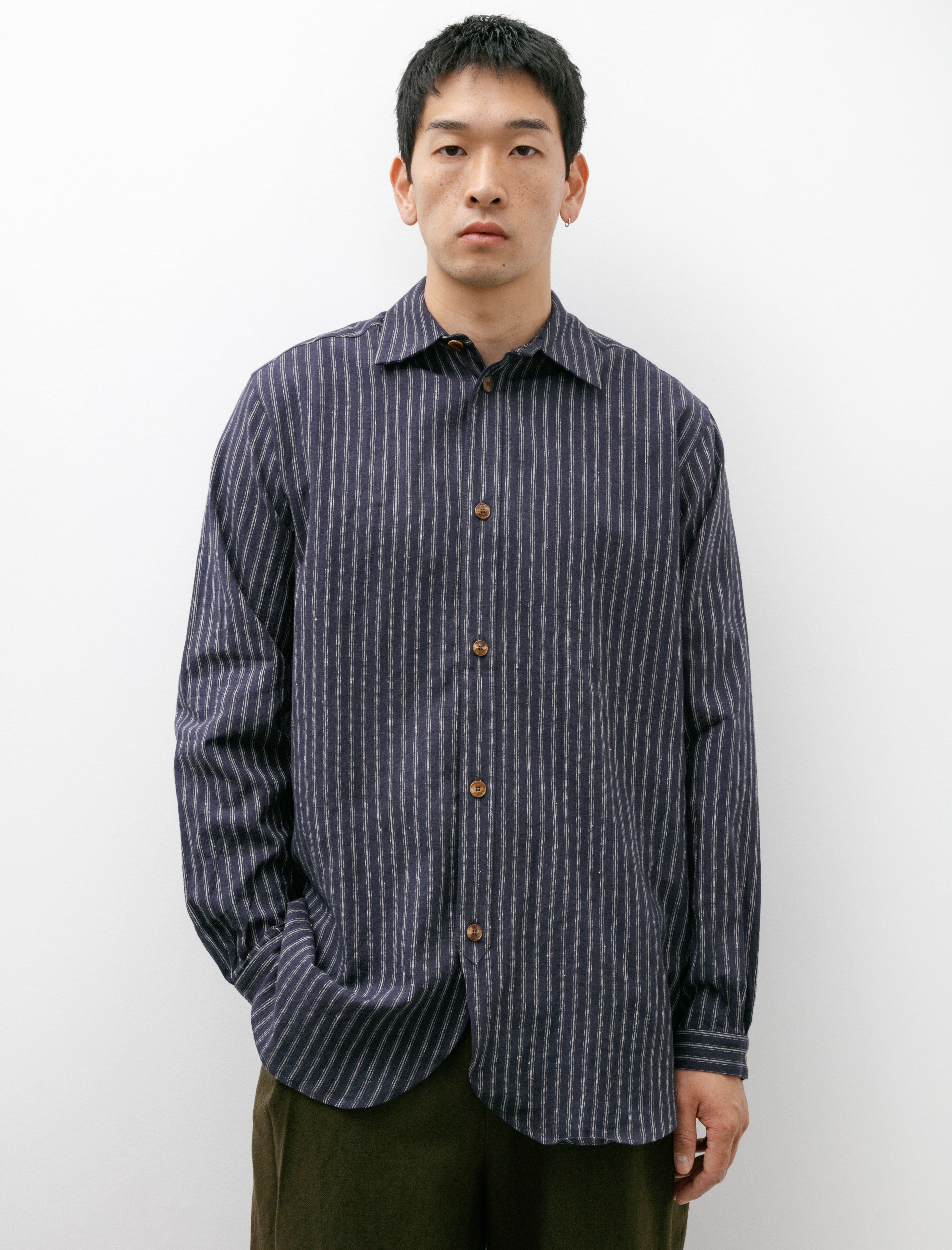 Frank Leder Striped Cotton Linen Shirt