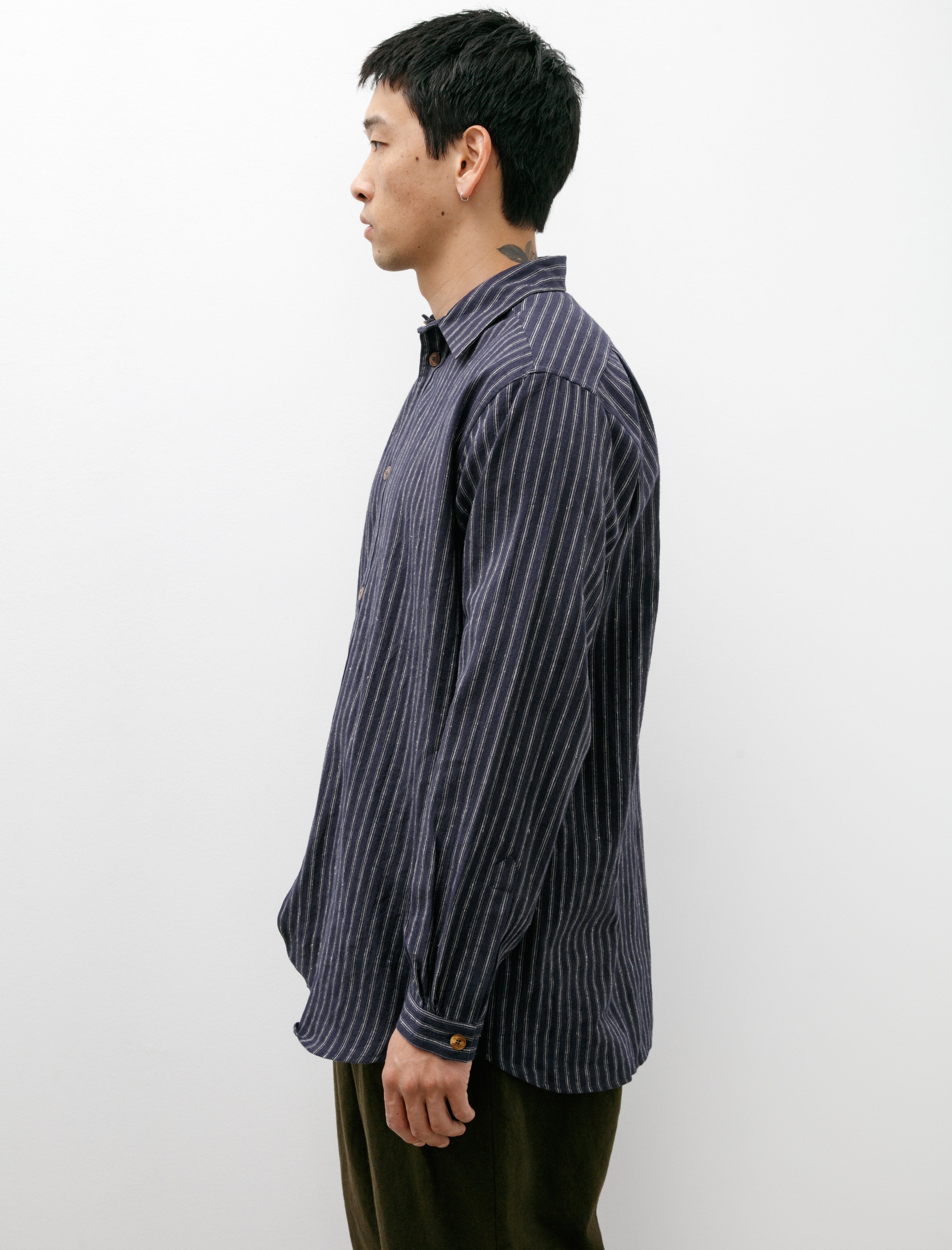 Frank Leder Striped Cotton Linen Shirt