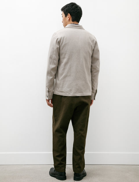 Frank Leder Pleated Trousers Flax Cotton Brown Green