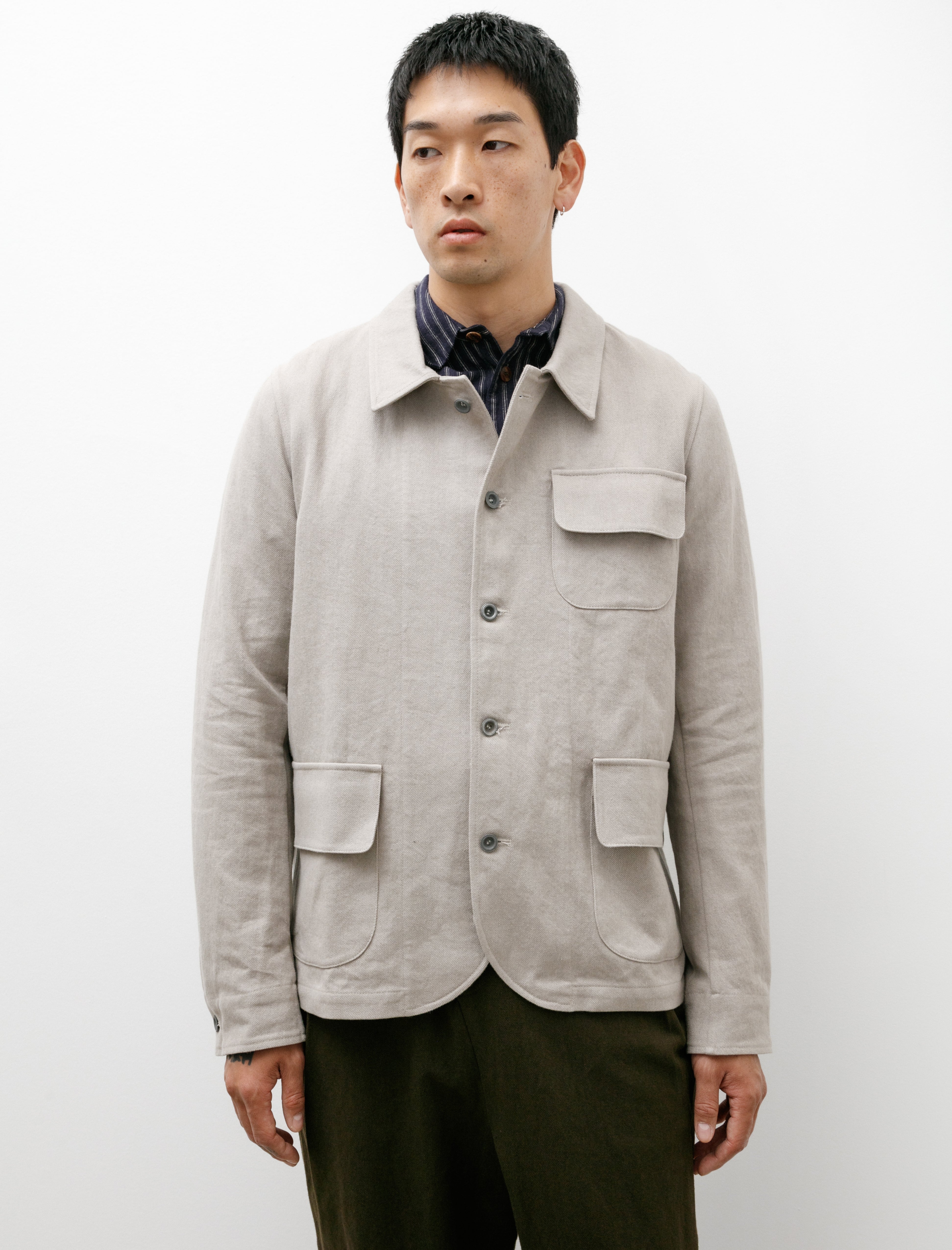 Frank Leder Natural Jacket Flax Cotton Grey