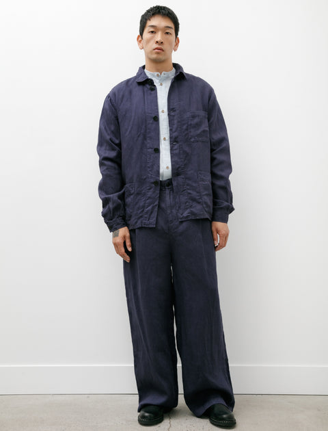 Frank Leder Washed and Piece Dyed Linen Jacket Blue