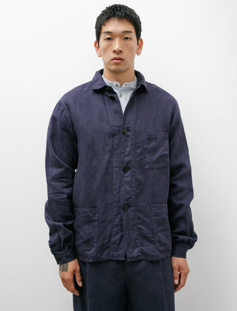 Frank Leder Washed and Piece Dyed Linen Jacket Blue