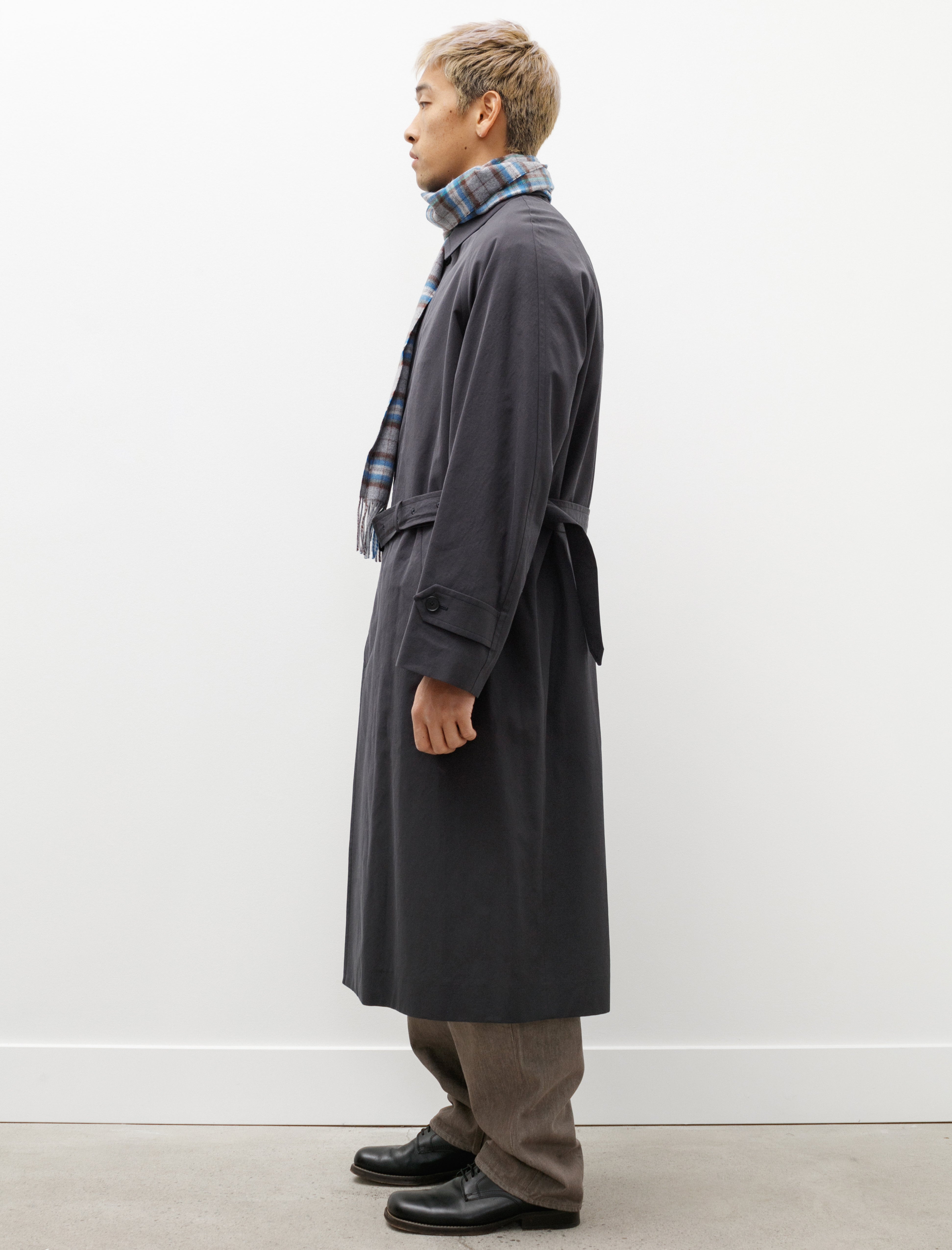 Auralee Finx Hard Twist Gabardine Soutien Collar Coat Ink