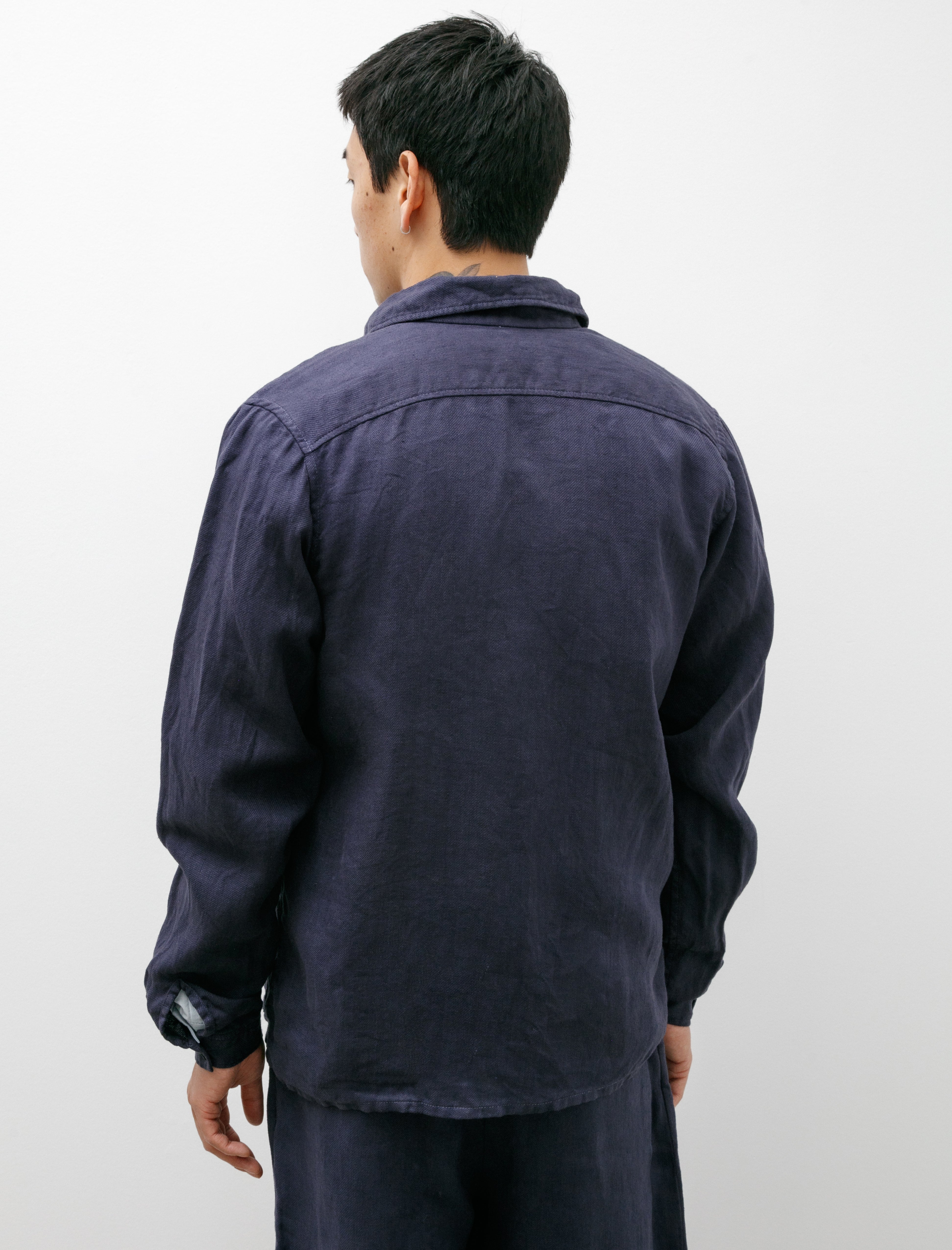 Frank Leder Washed and Piece Dyed Linen Jacket Blue