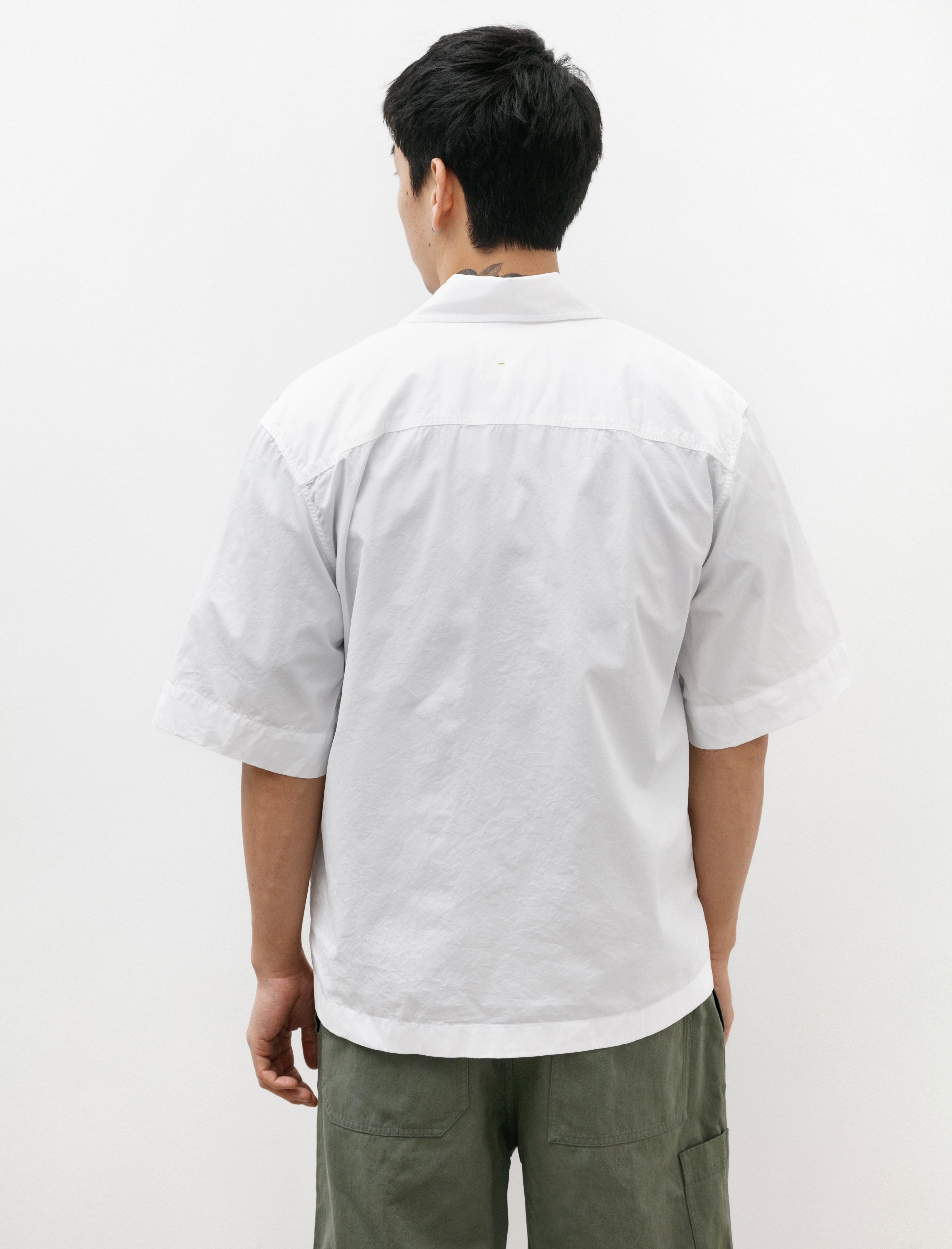 Margaret Howell MHL SS Flap Pocket Shirt Cotton Poplin White