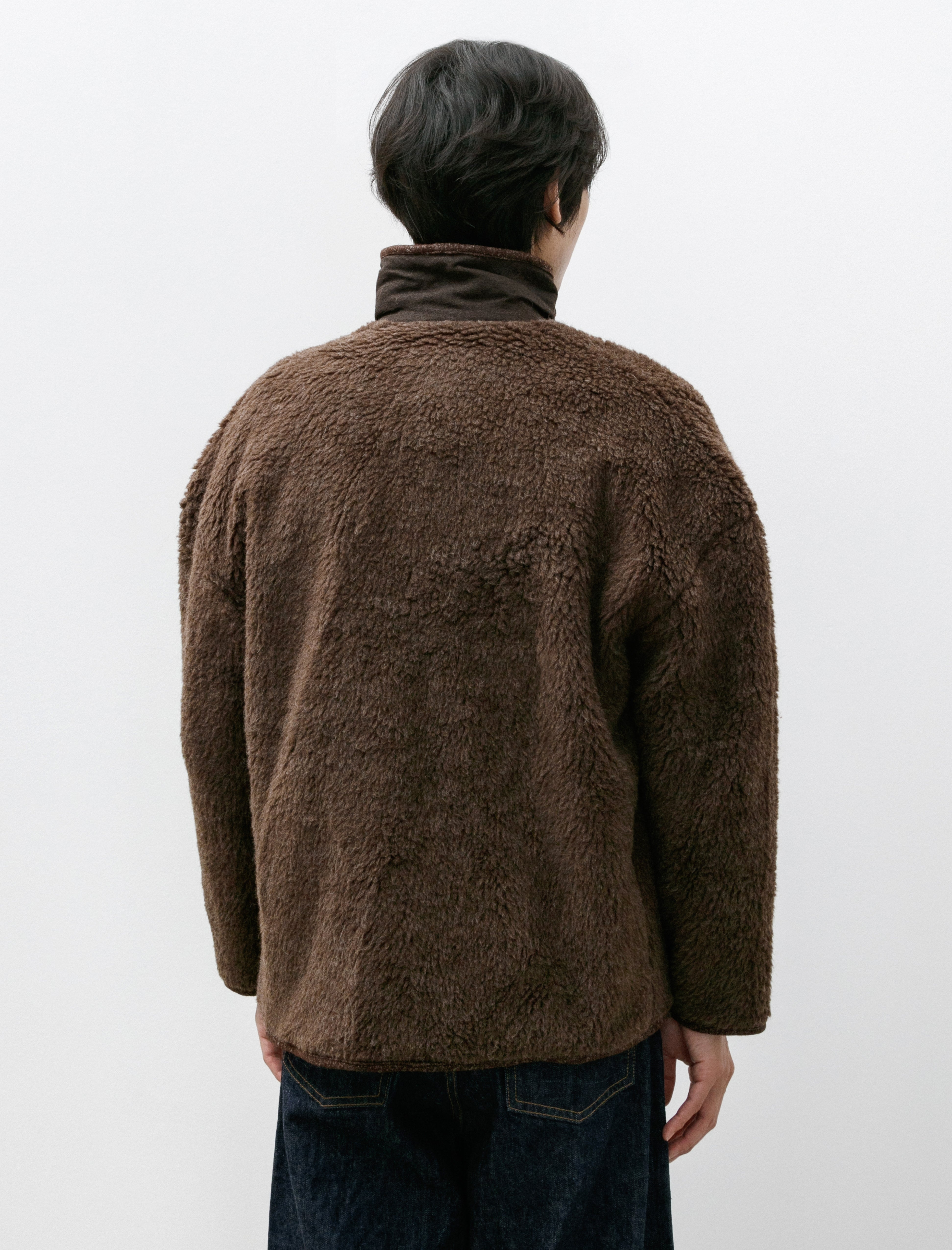 Evan Kinori Fleece Jacket Organic Wool Fleece Undyed Brown