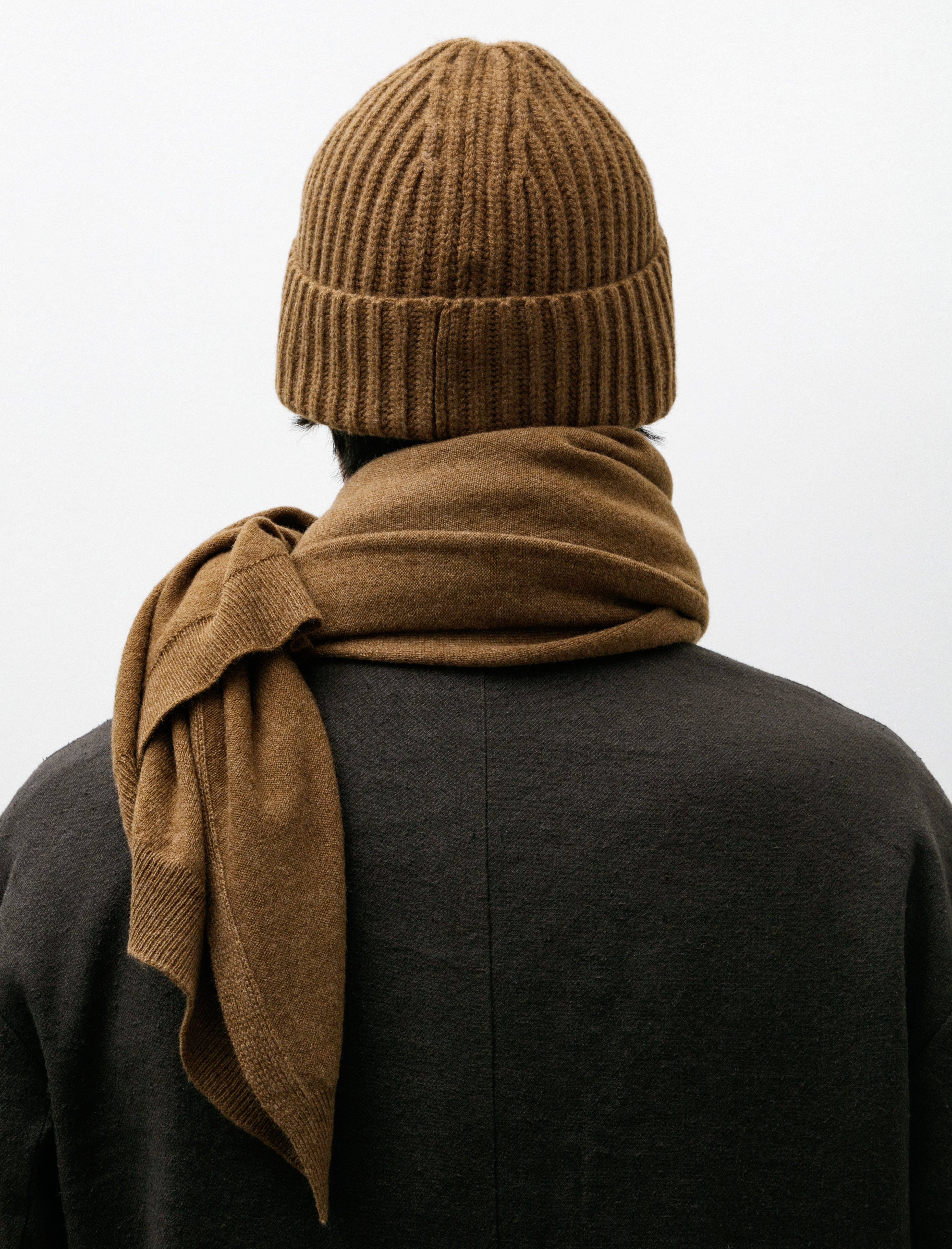 Evan Kinori Knit Hat Cashmere Lambswool Dark Ochre